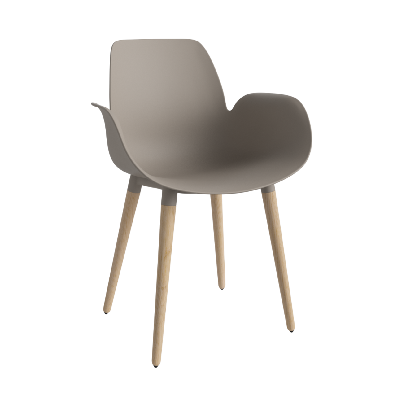 Chair with seed beige armrests with a whitened base