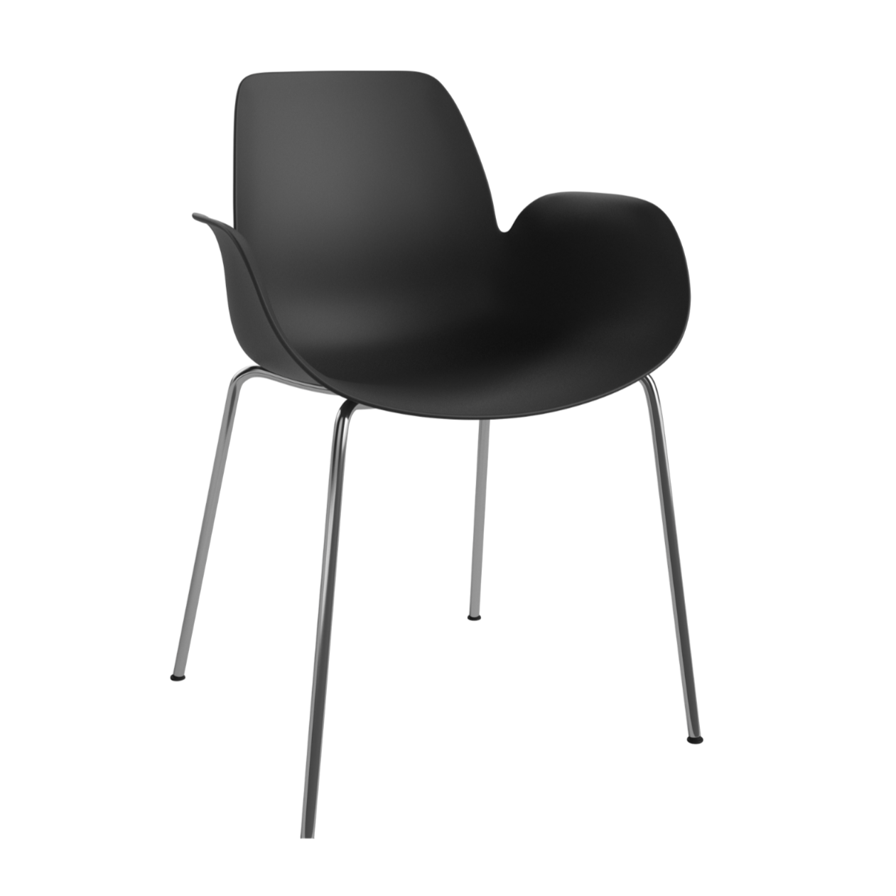 Chair with Seed Black armrests with a steel base