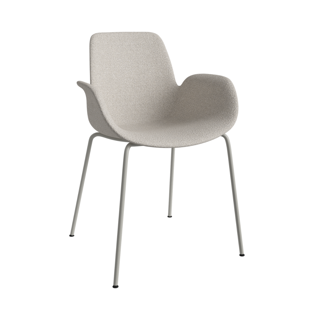 Chair with seed armrests upholstered with a gray base