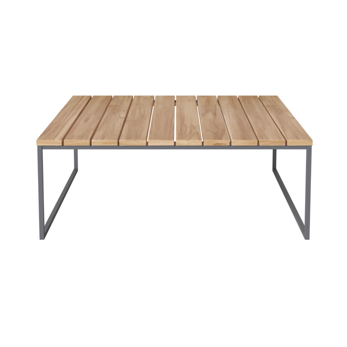 The external coffee table Como wooden top with a dark gray base