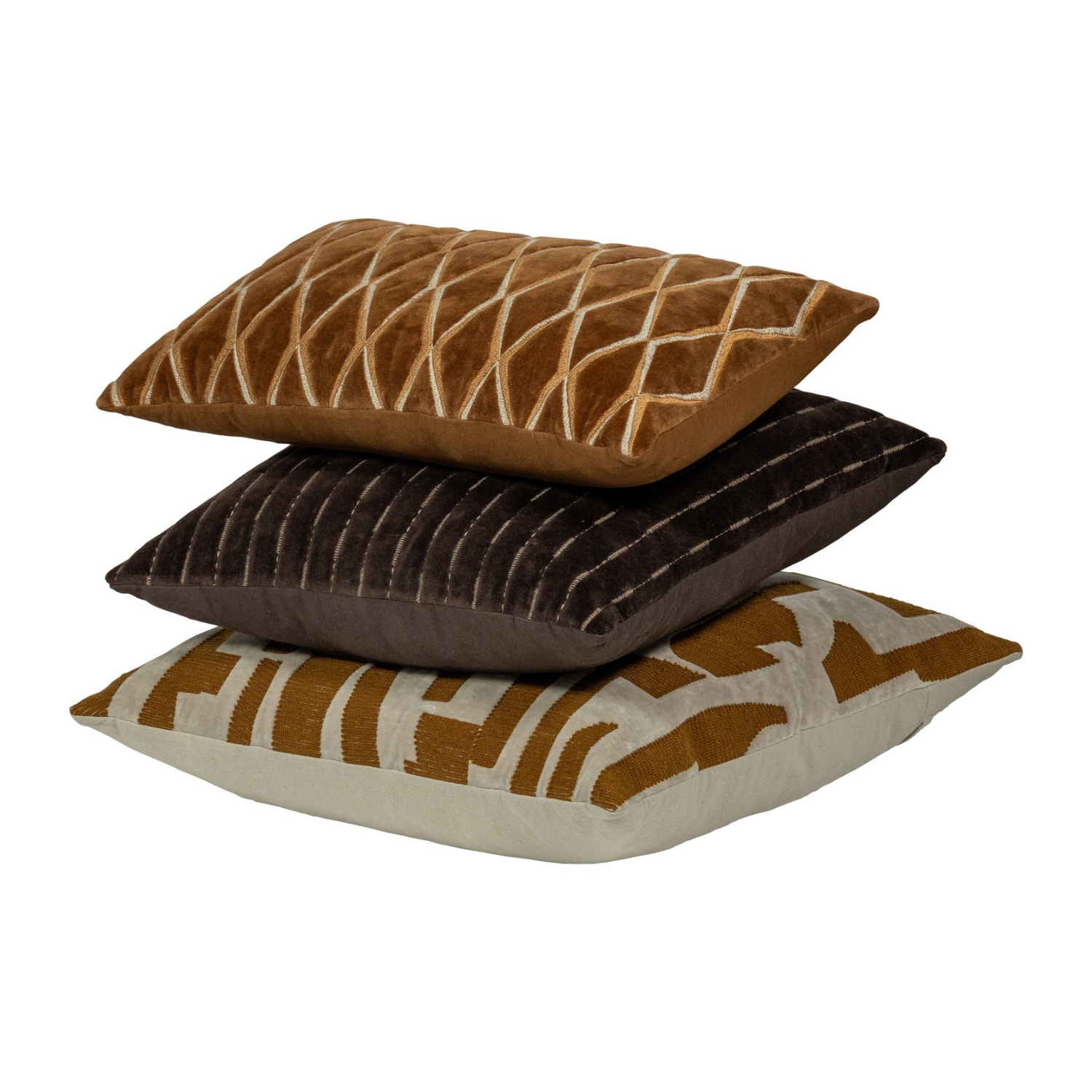 Set of 3 - Isai Cushions Brown