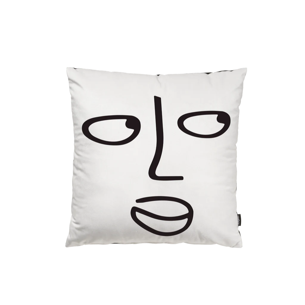 WHO ARE YOU Reversible Pillow Black and White