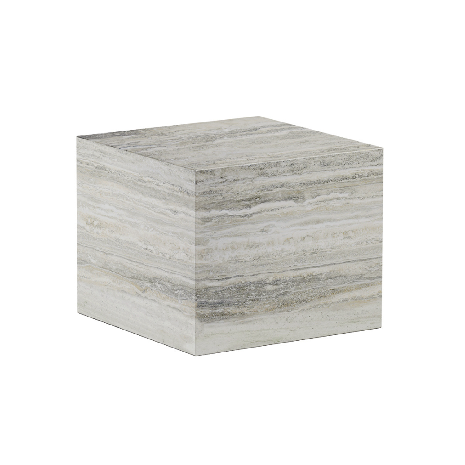 CUBISM Side Table Gray Travertine