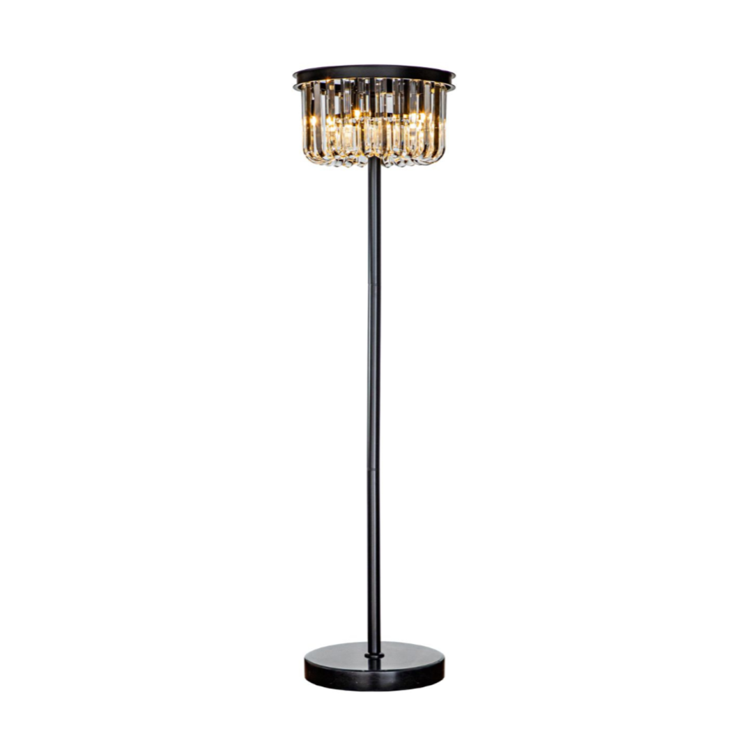 Stehlampe DAGMAR Glas mit schwarzem Fuß