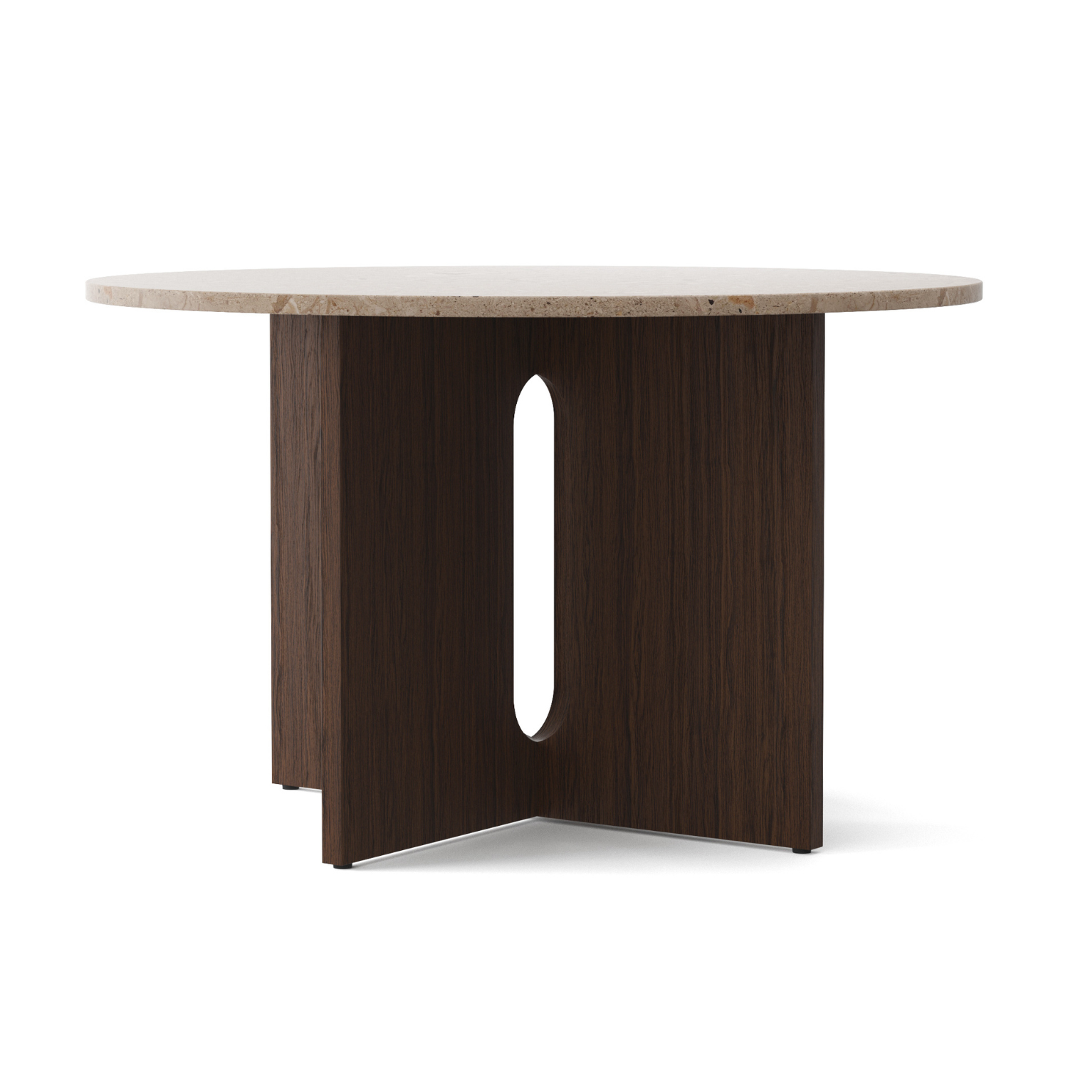Round Table ANDROGYNE Beige Marble with Dark Oak Base
