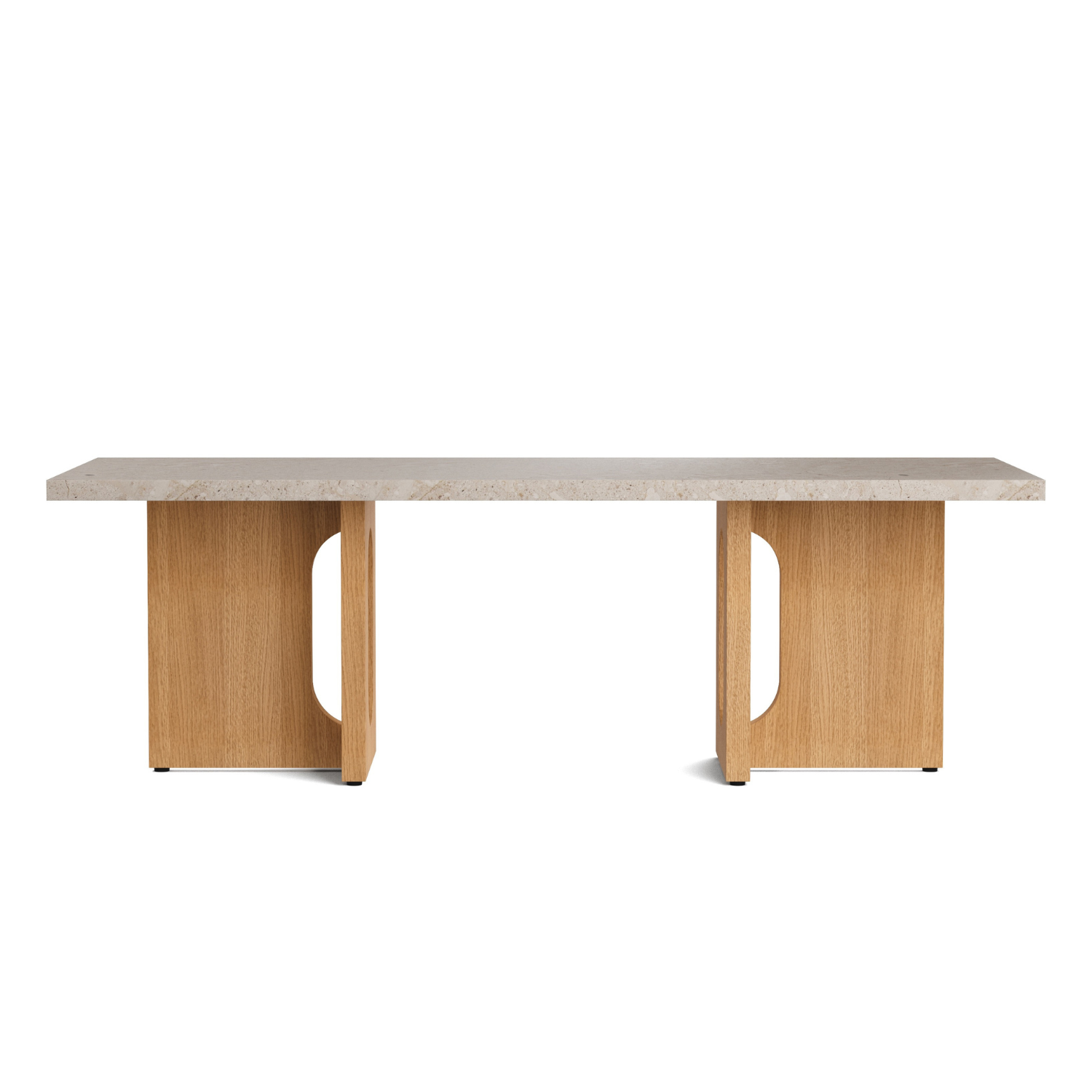 ANDROGYNE coffee table beige marble with oak base