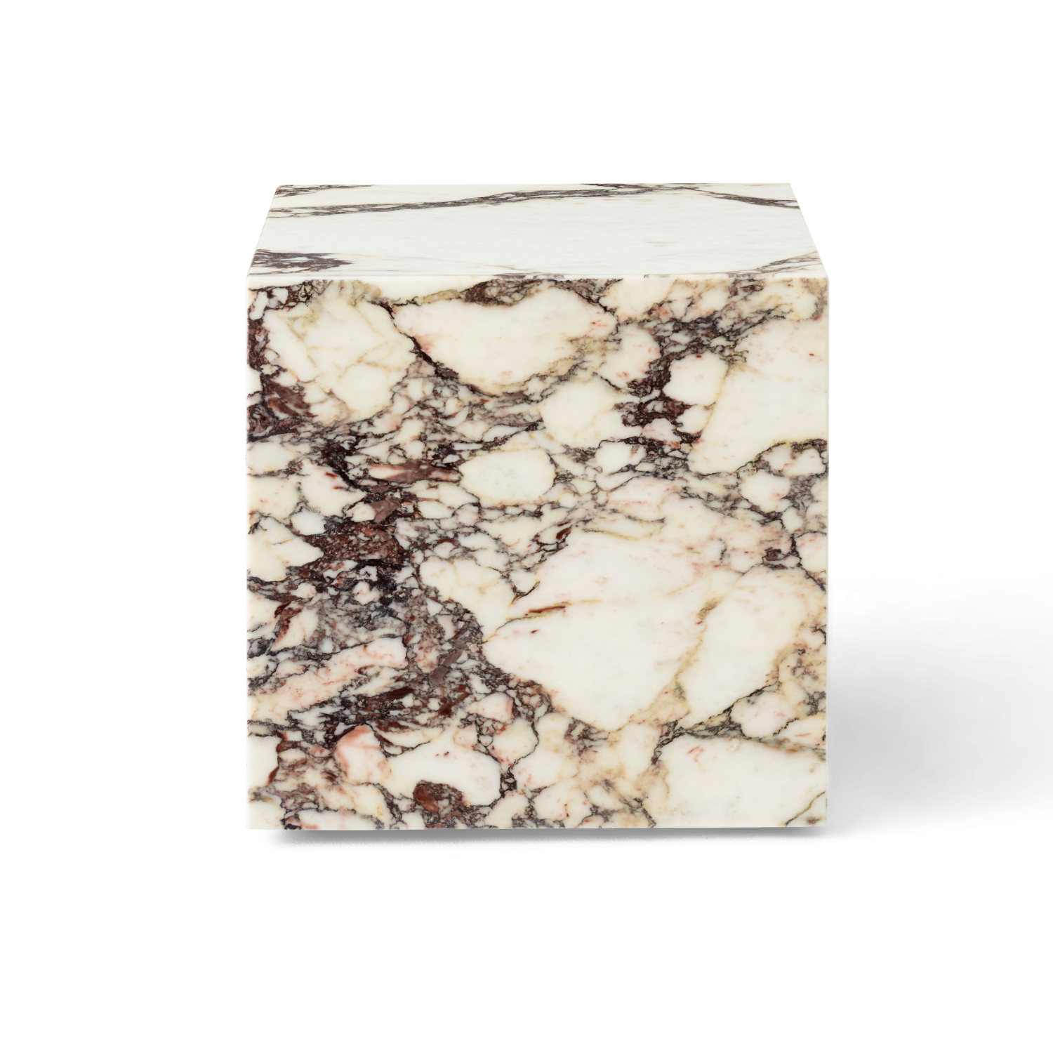 PLINTH CUBIC Side Table White-Brown Marble