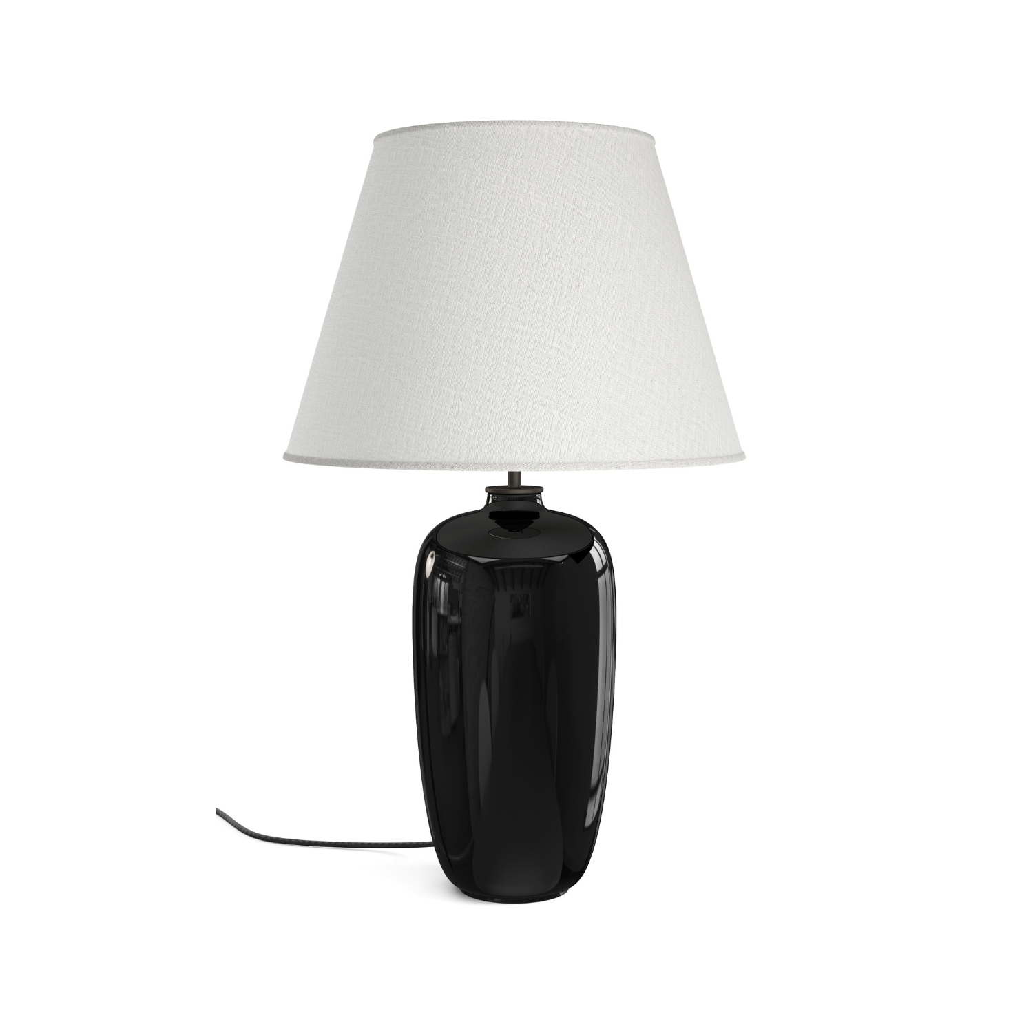 Lampa stołowa TORSO czarna ceramika z białym kloszem