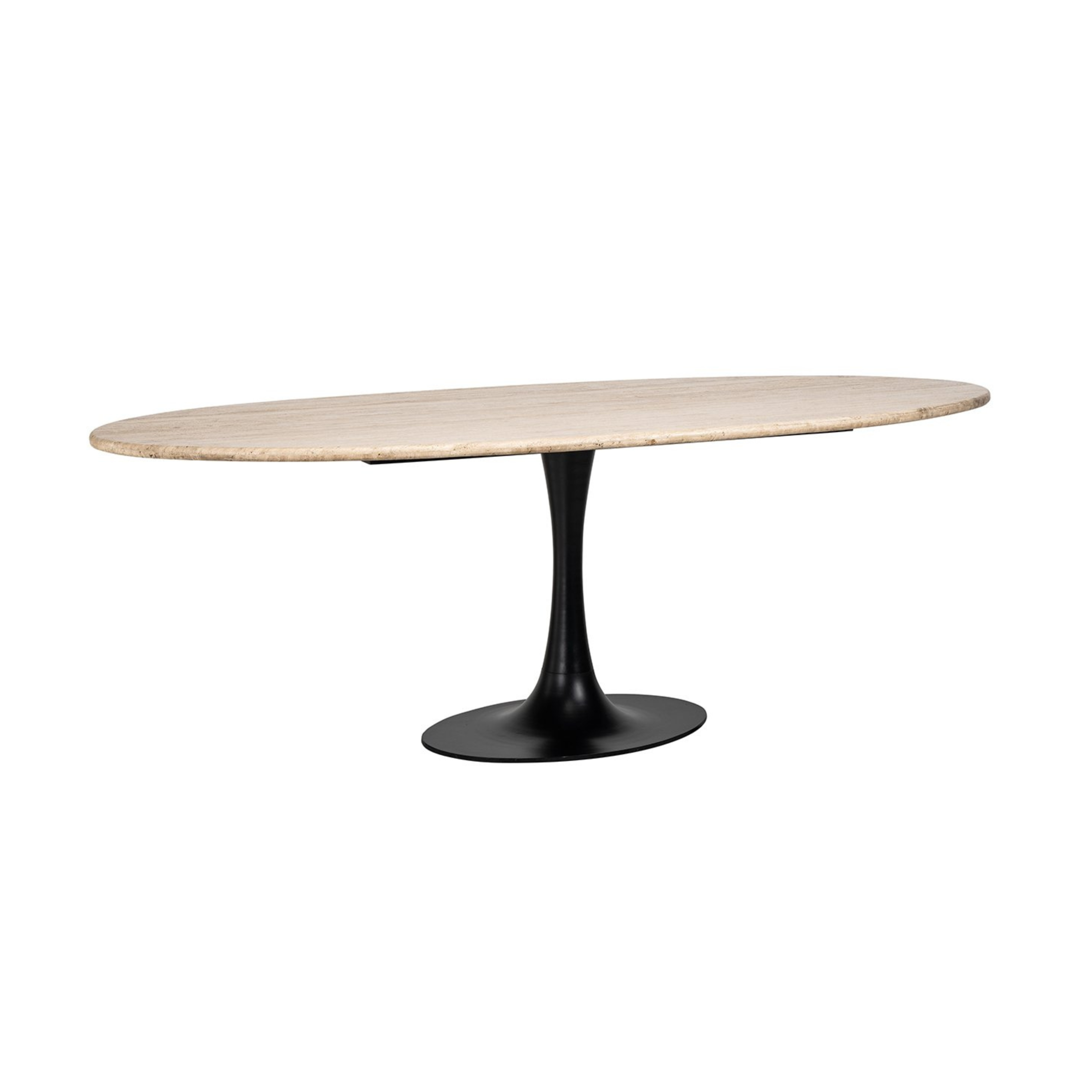 HAMPTON oval table travertine with black base