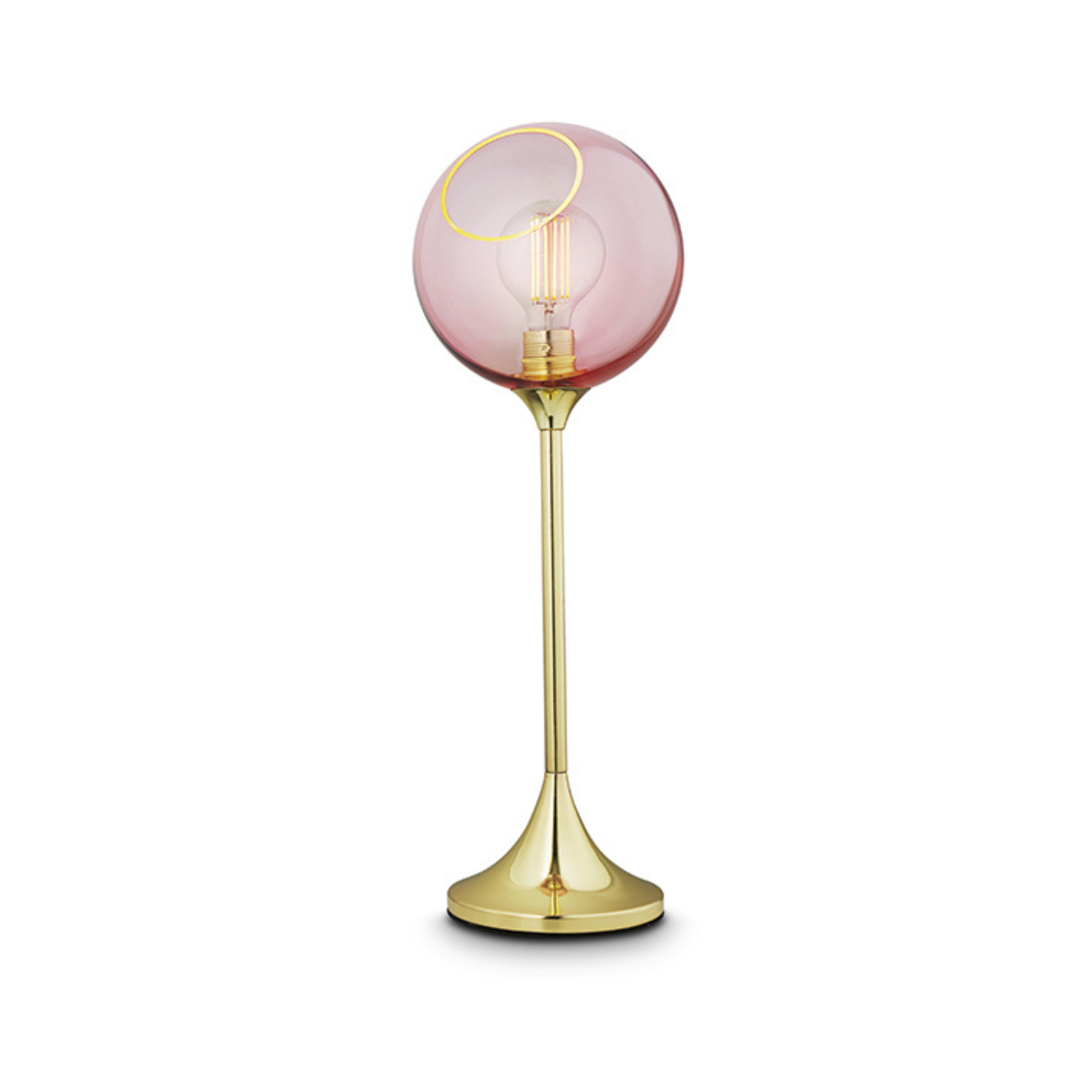 Tischlampe BALLROOM rosa mit goldenem Fuß