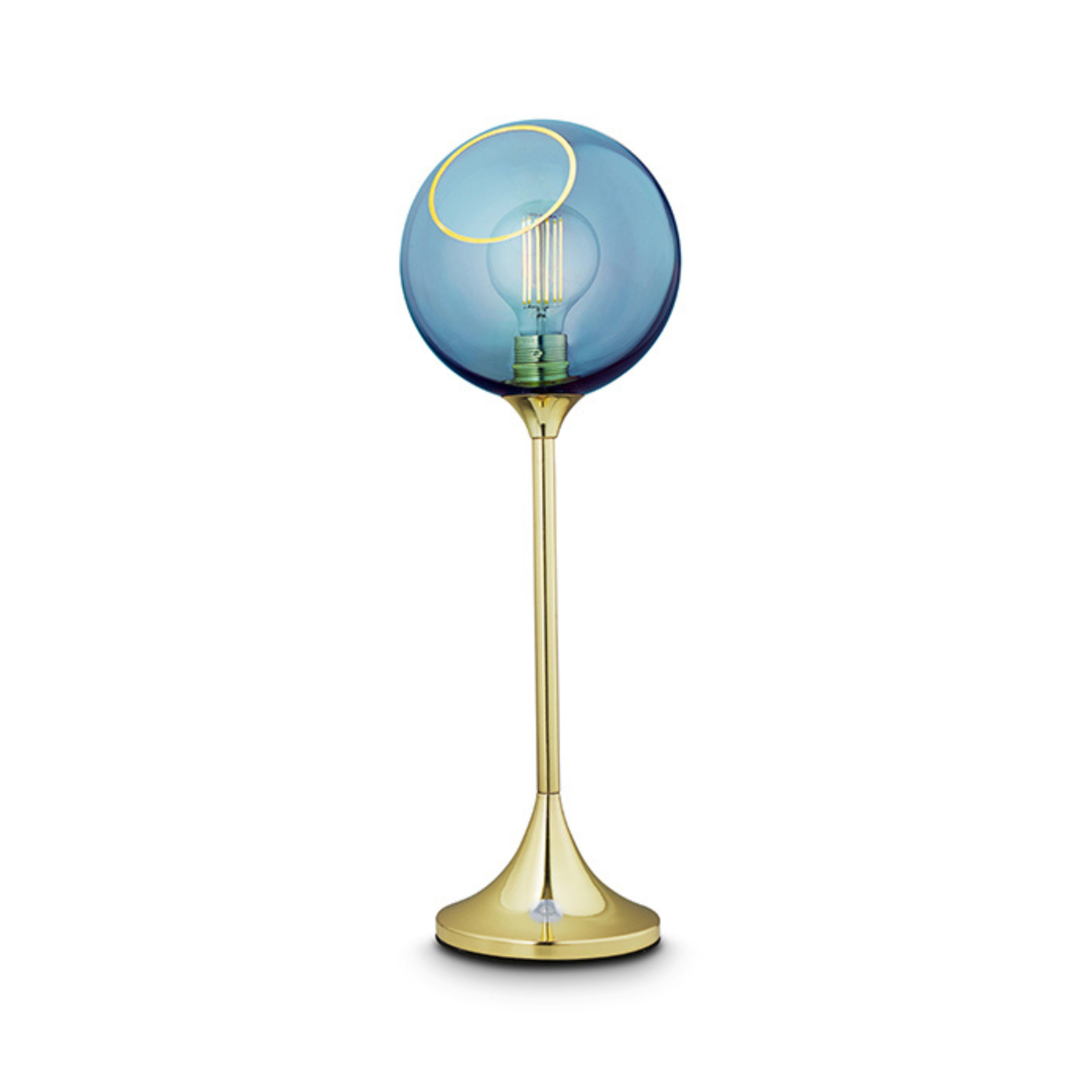 Tischlampe BALLROOM blau mit goldenem Fuß