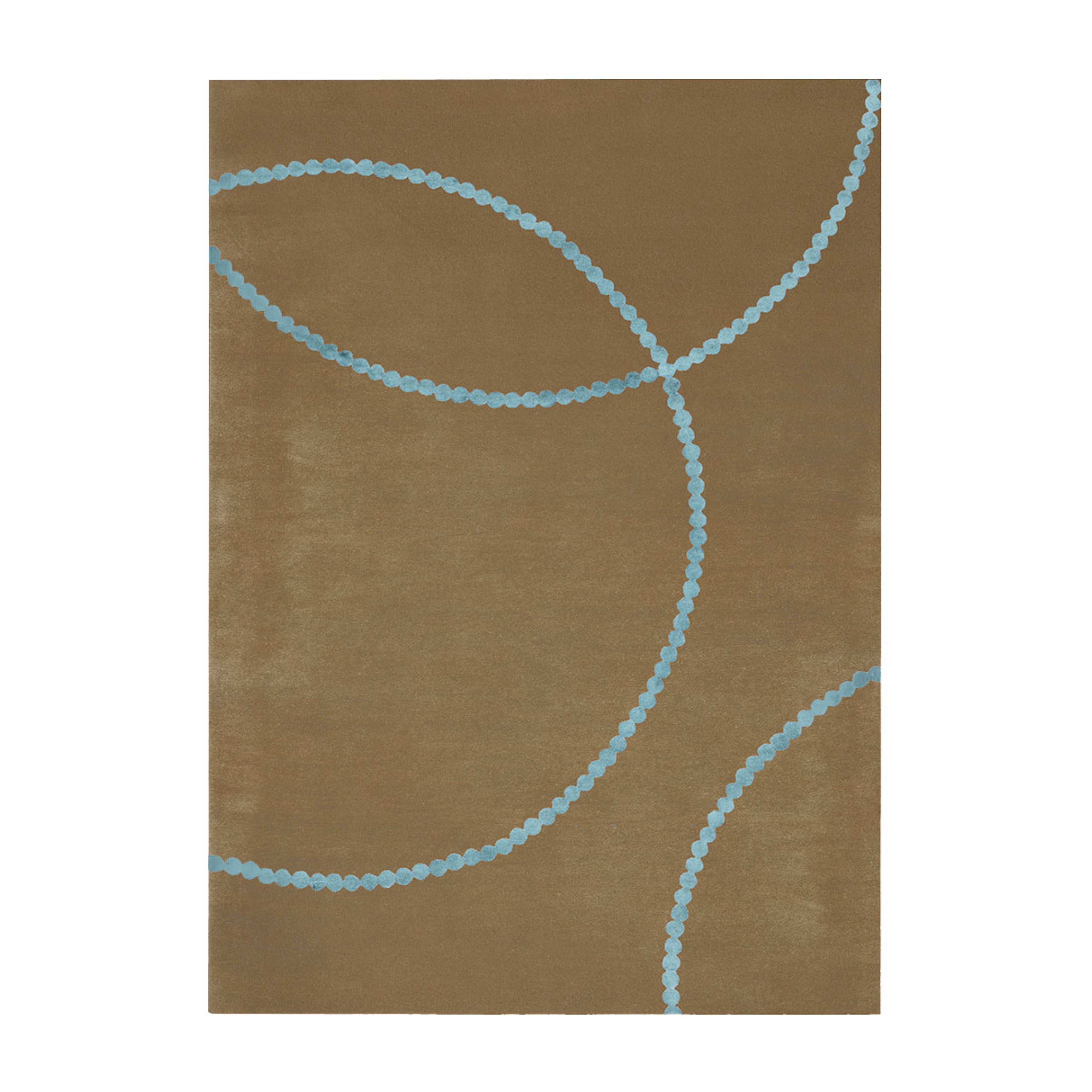 Teppich LUNA braun mit blauem Muster