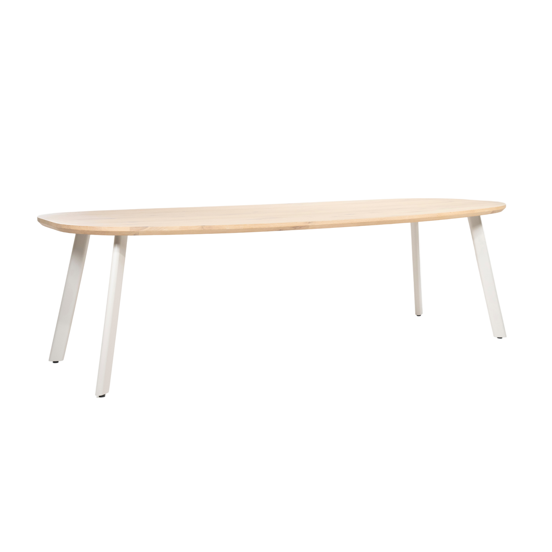 Ovaler Tisch DION aus Eichenholz mit Metallbasis