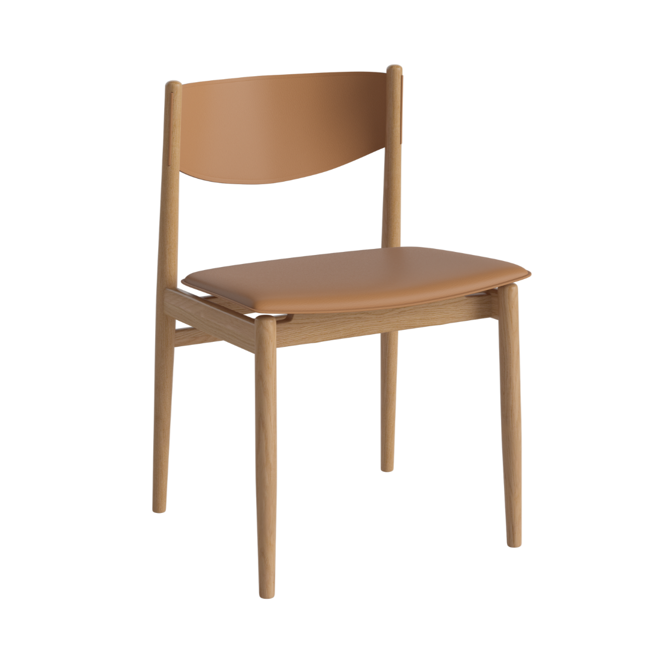 Apelle chair cognac leather with an oak base