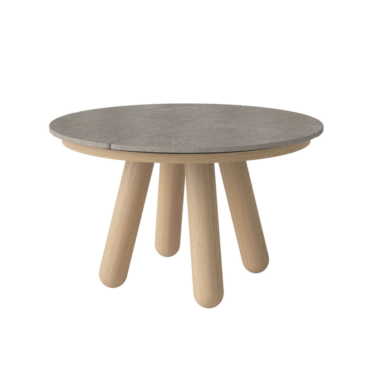 Round table balance marble with bleached oak wood