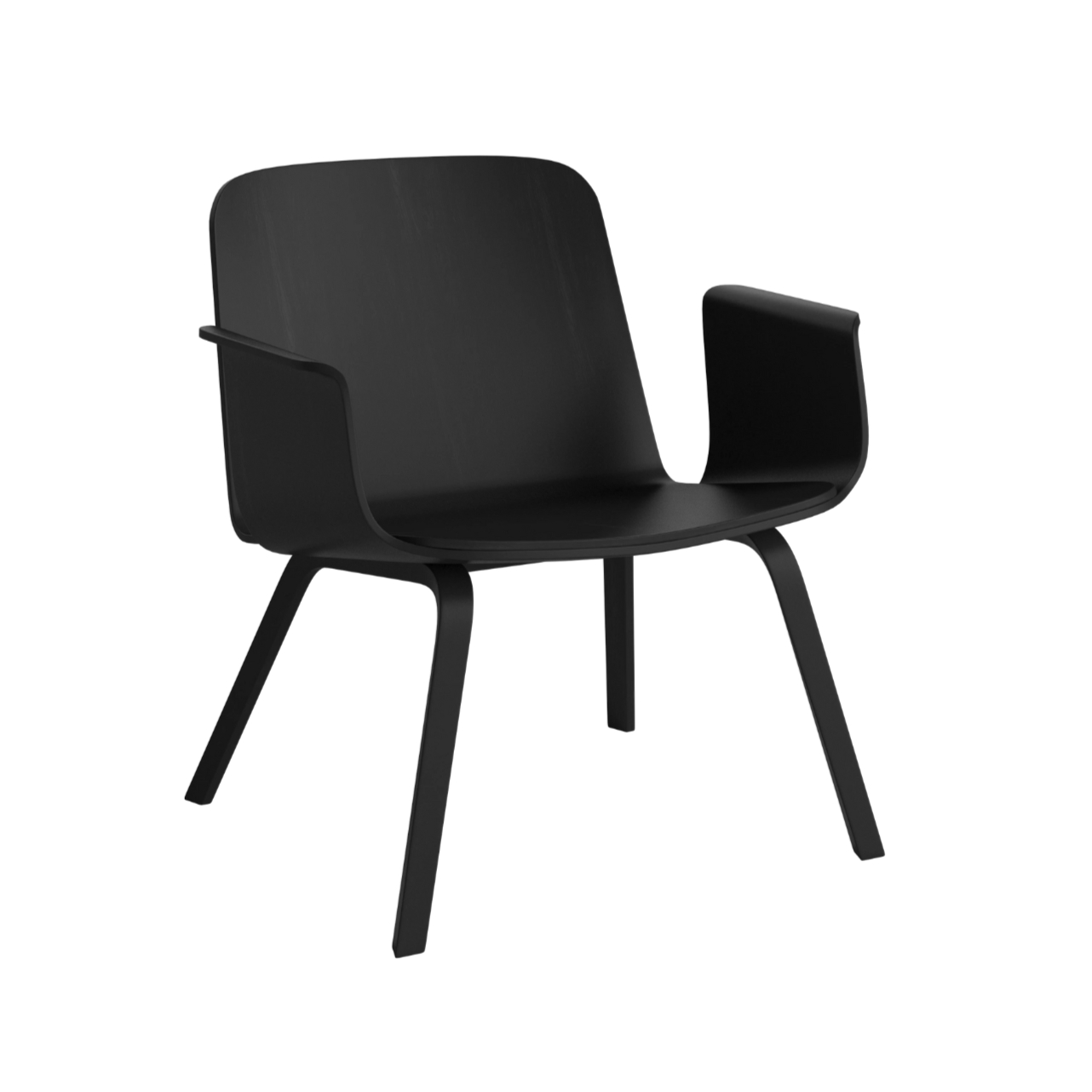 Armchair with palm armrests black oak veneer