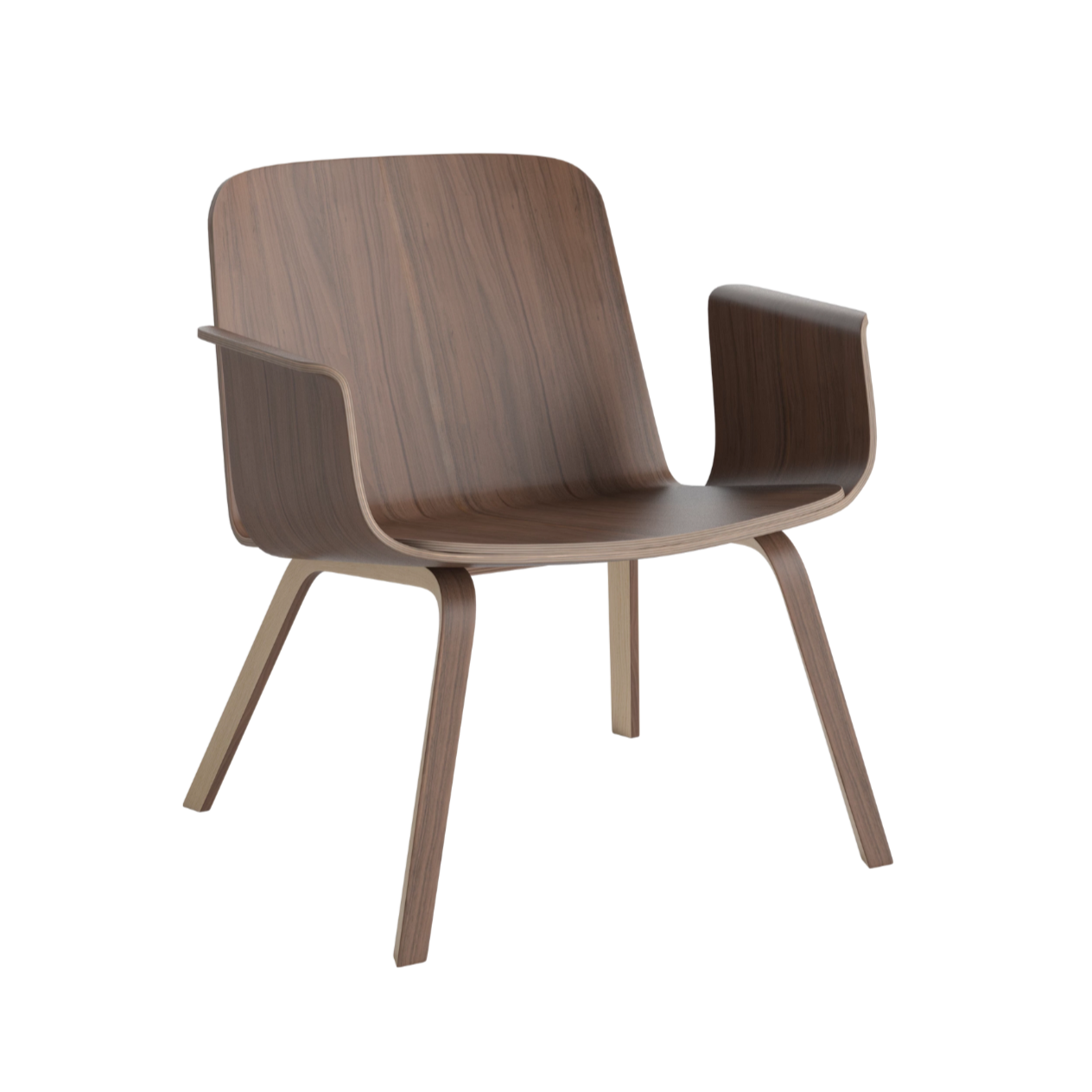 Armchair with palm armrests nut veneer