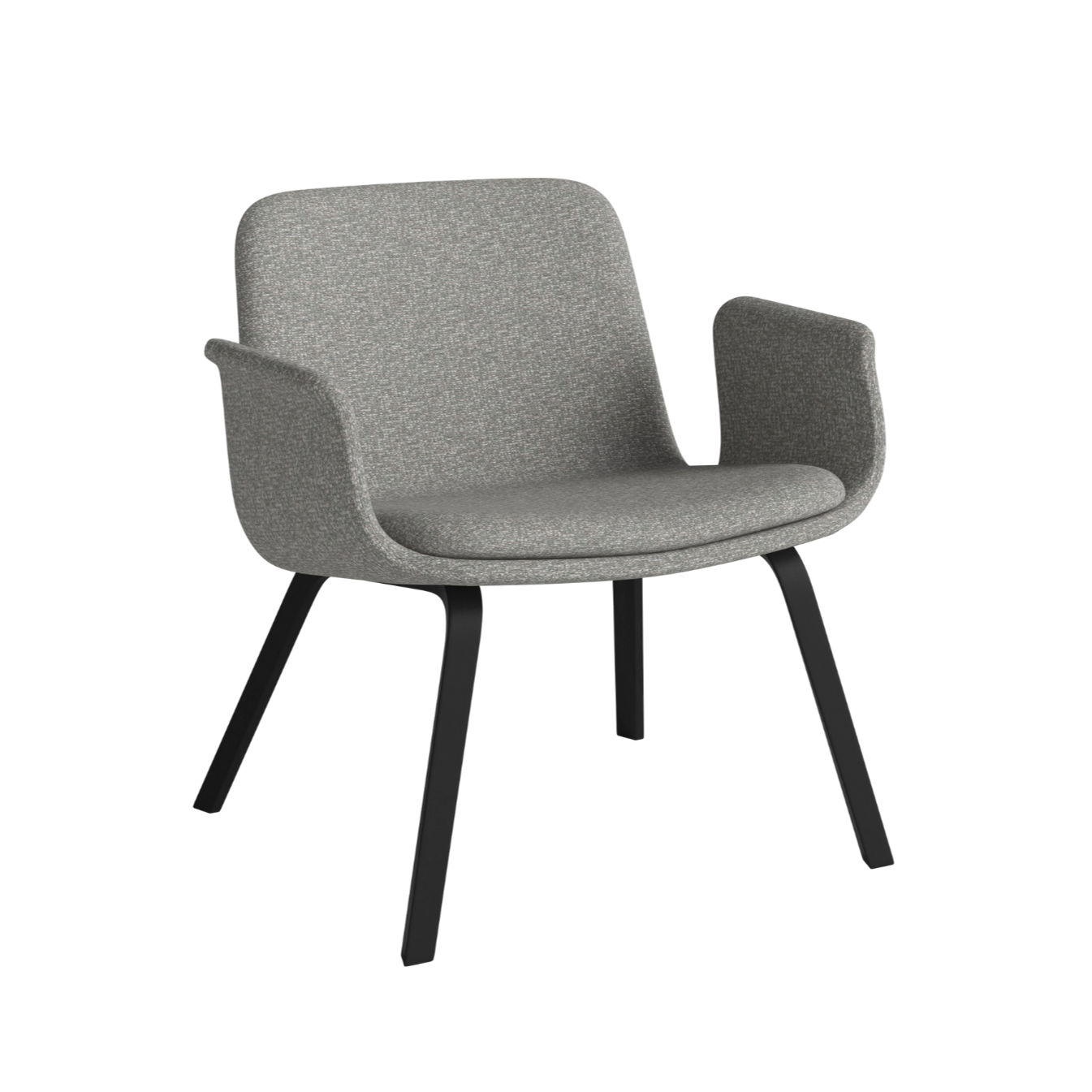 Armchair with palm armrests upholstered with a black base