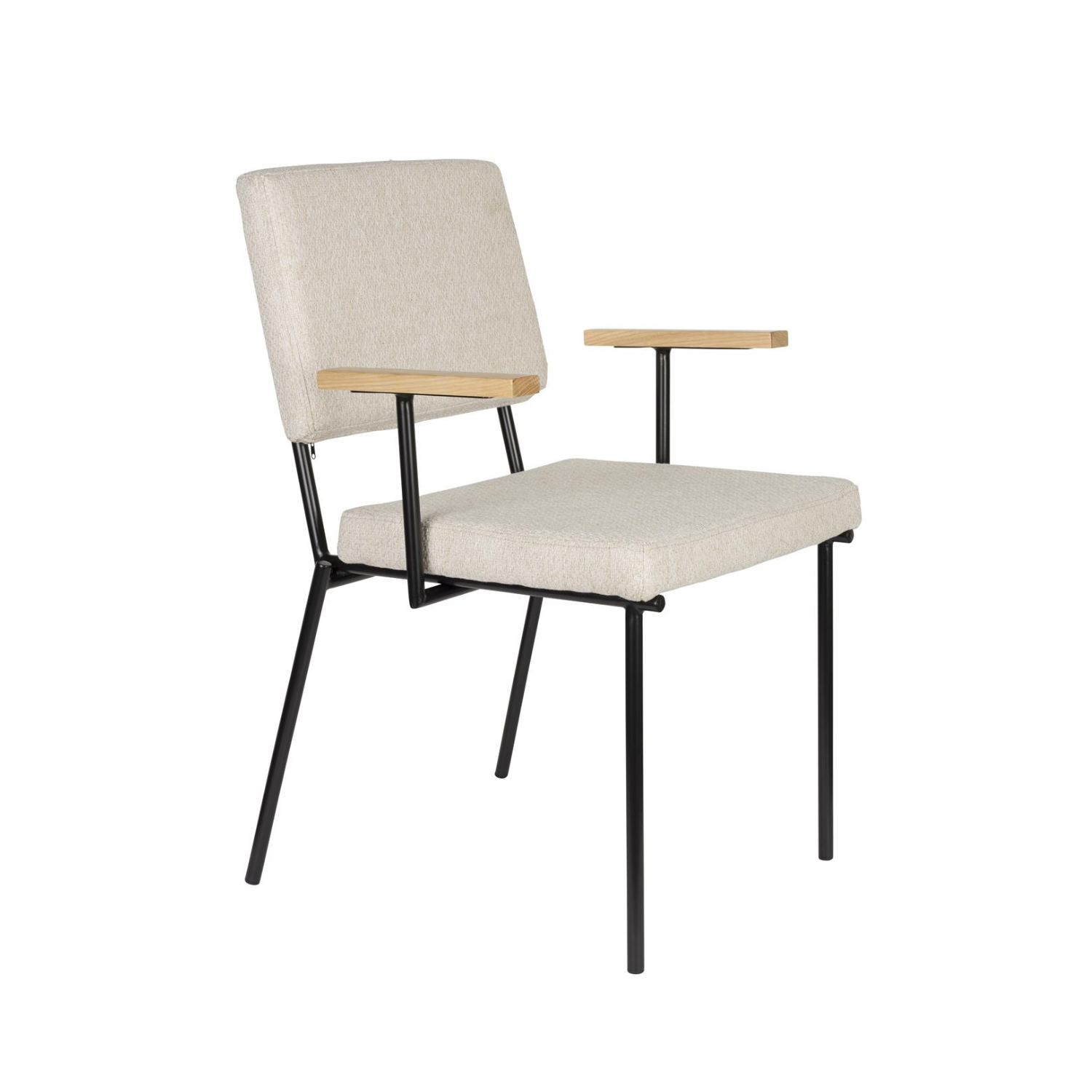 Chair with fellow beige armrests with a black base