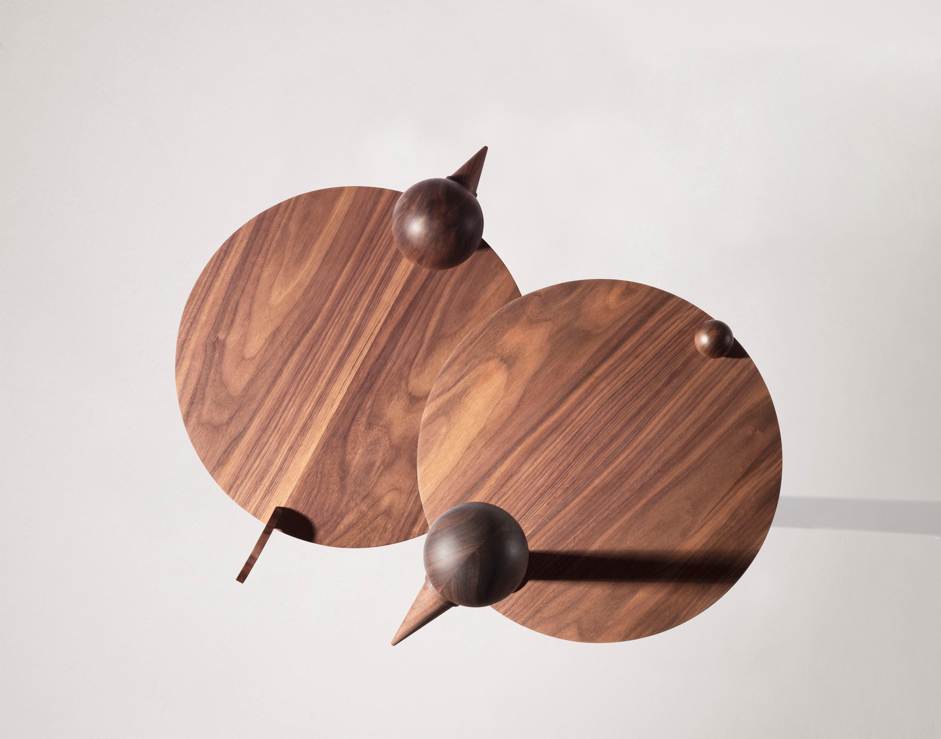 RARA AVIS Walnut Veneer Side Table with Marble Base