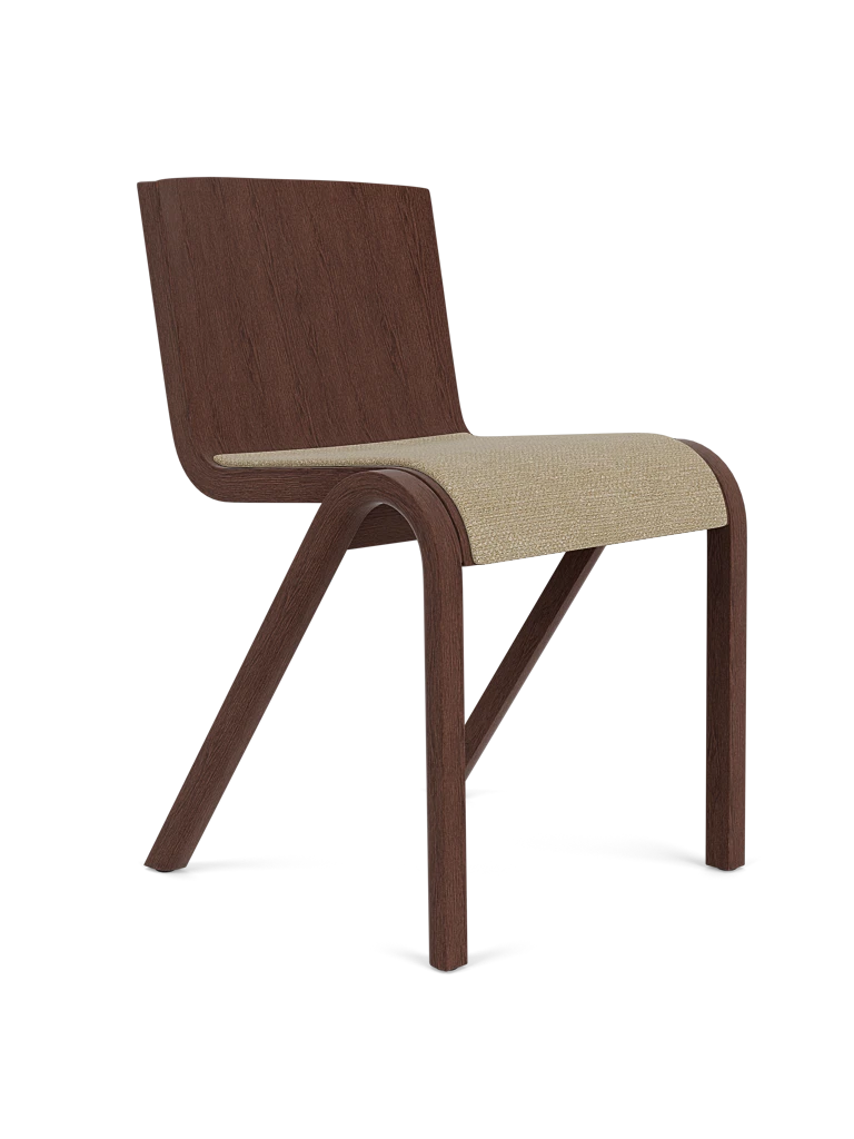 Stuhl READY beige Boucle mit dunklem Eichenfuß