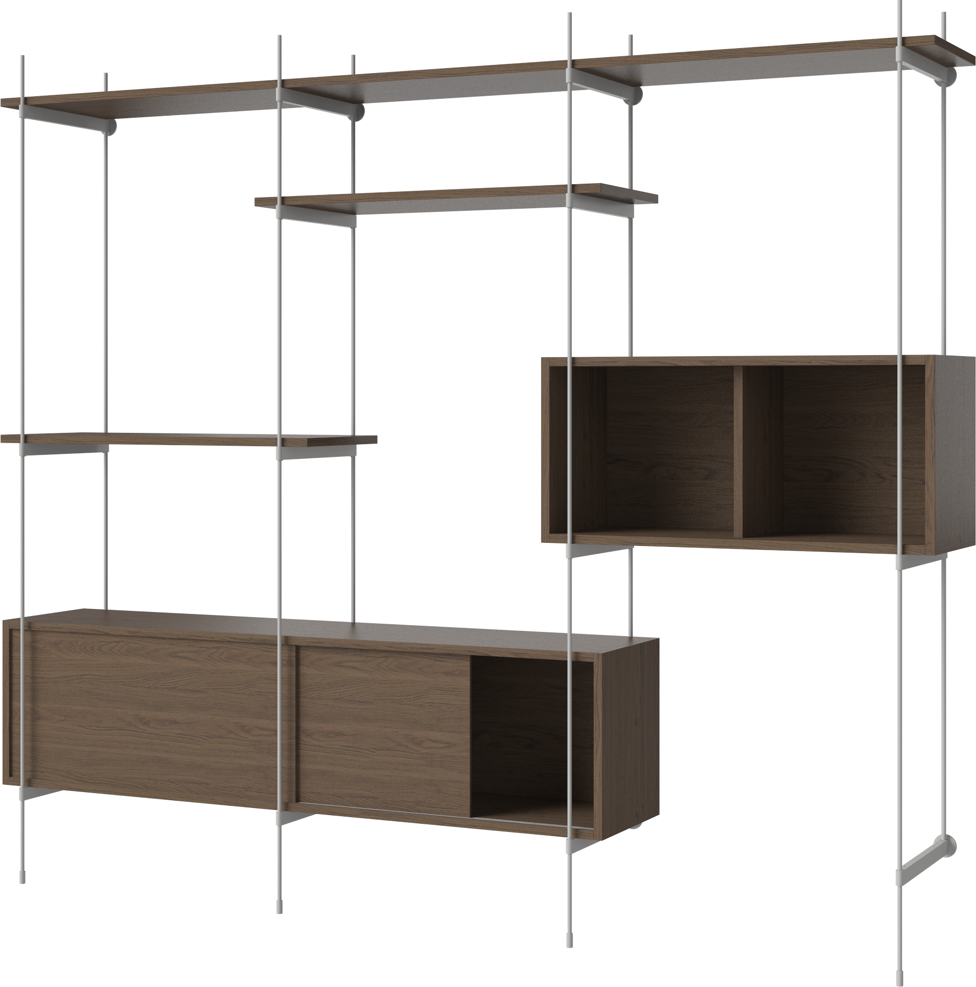 ROD ROCK RACKS Dark oak veneer with a steel frame