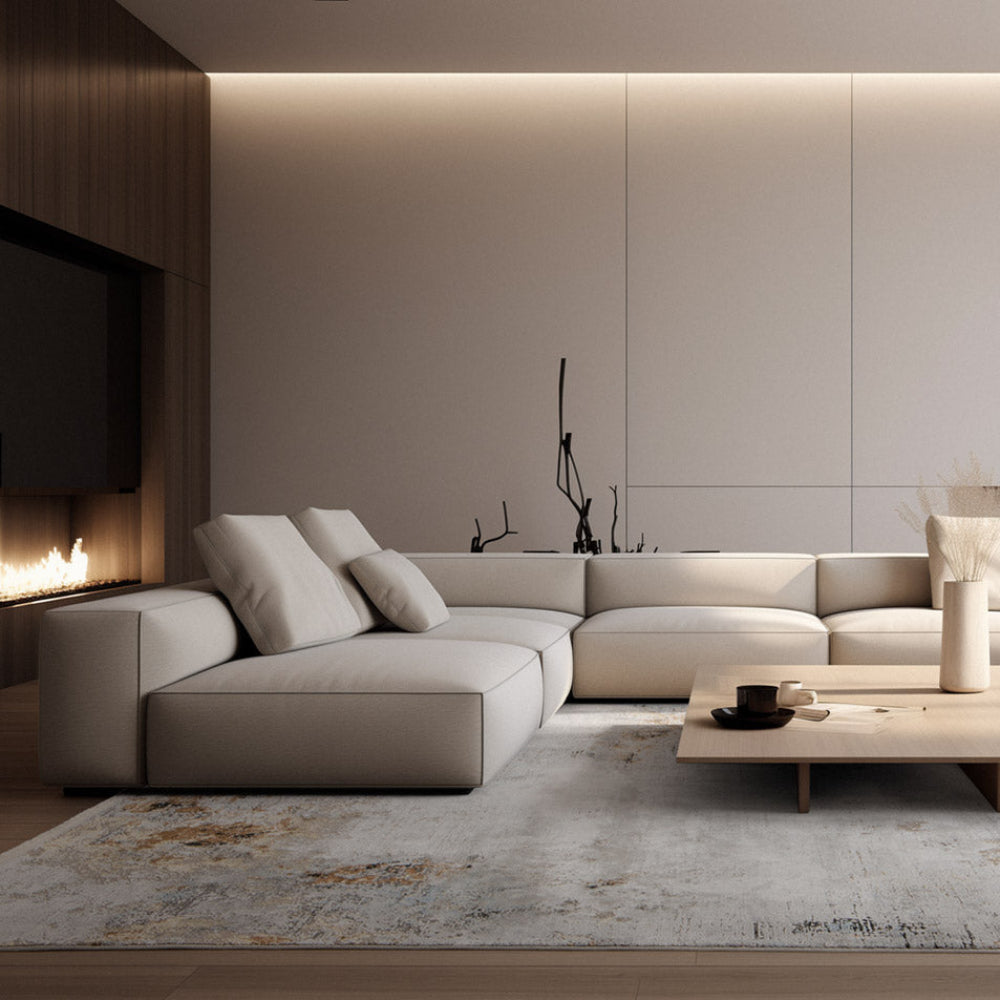 ROYAL gray rug with blue and brown