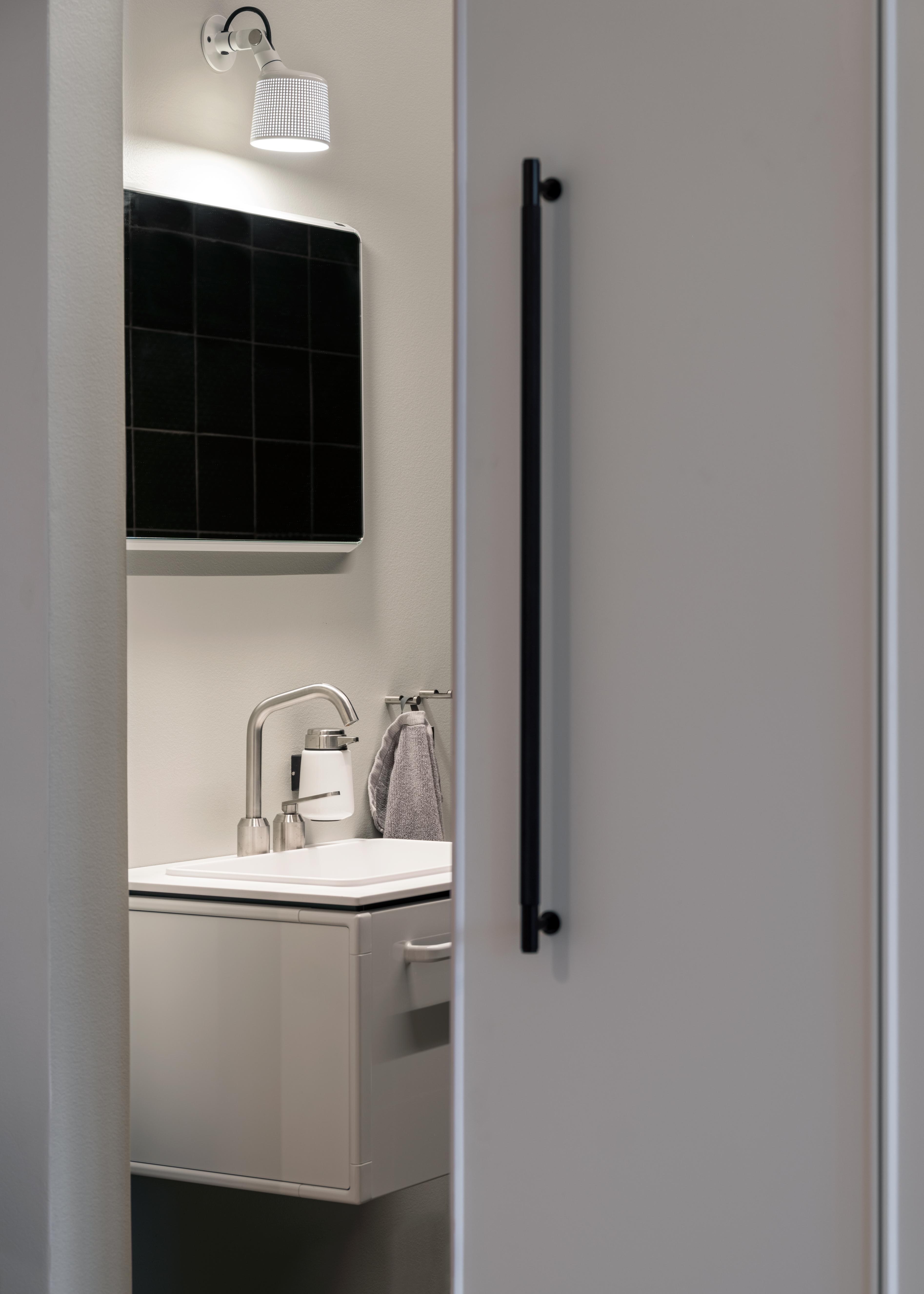 VIPP bathroom mirror with white aluminum frame