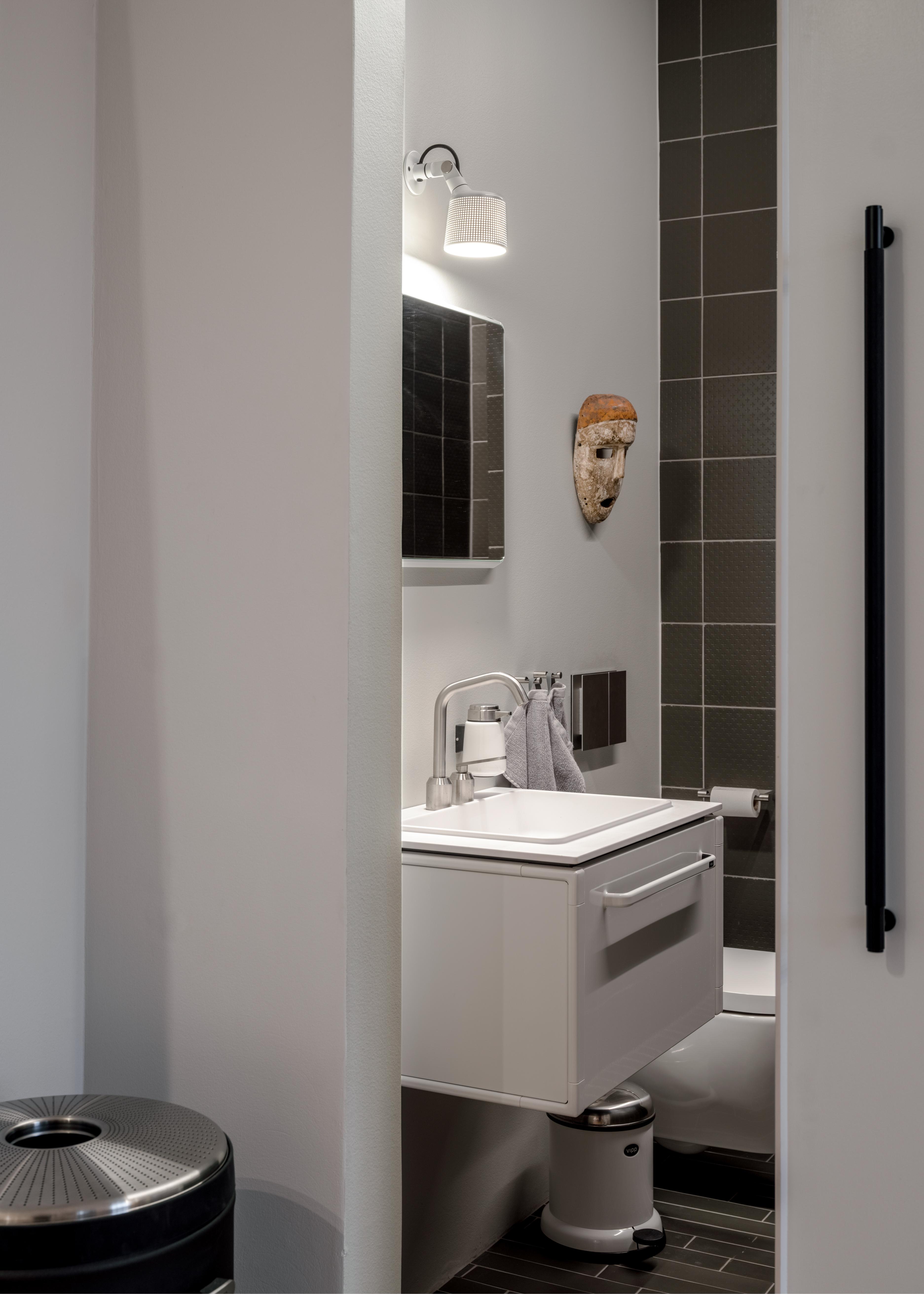 VIPP bathroom mirror with white aluminum frame