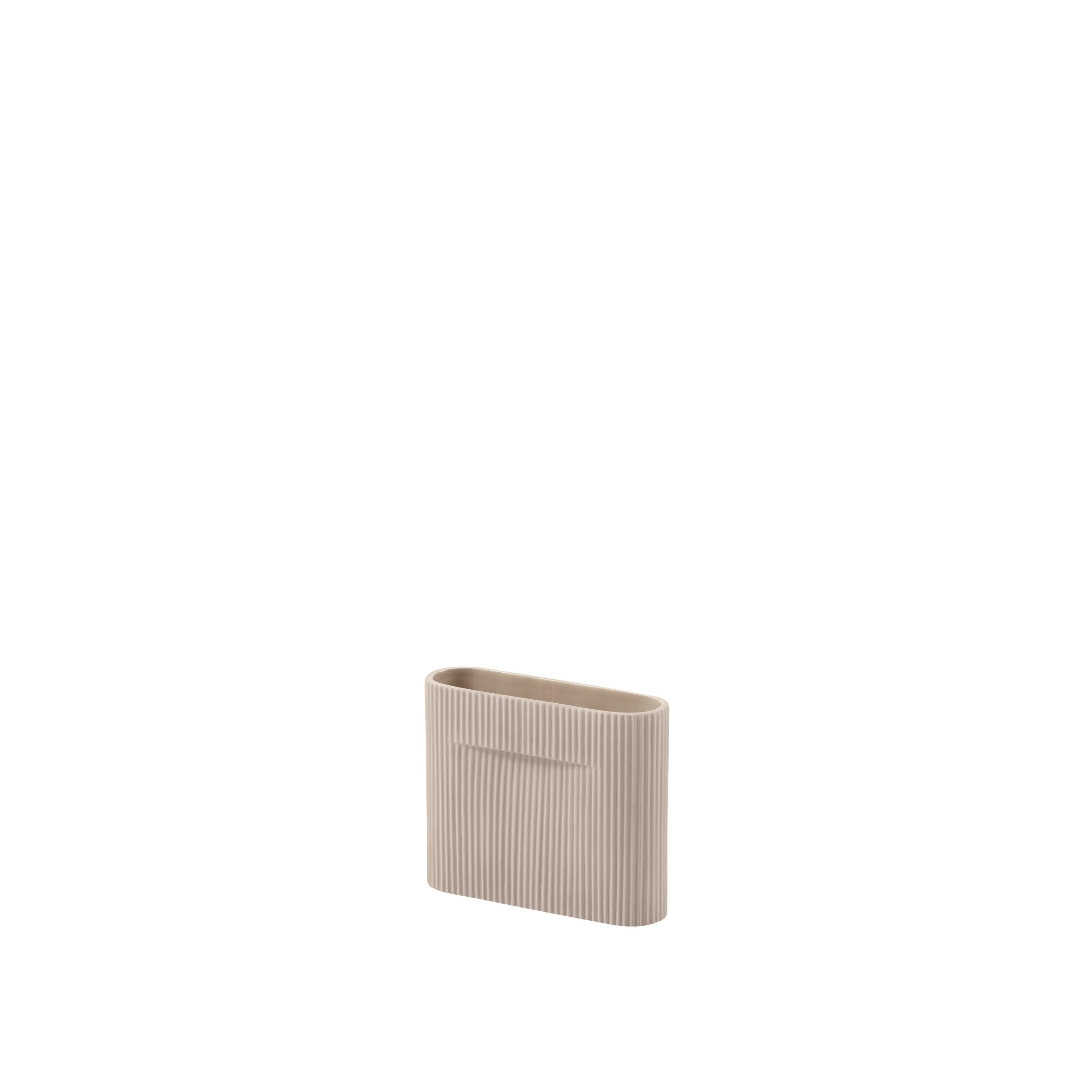 RIDGE beige ceramic vase