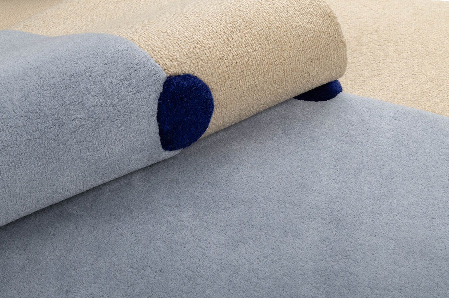 Beige ROME rug with cobalt and blue accents