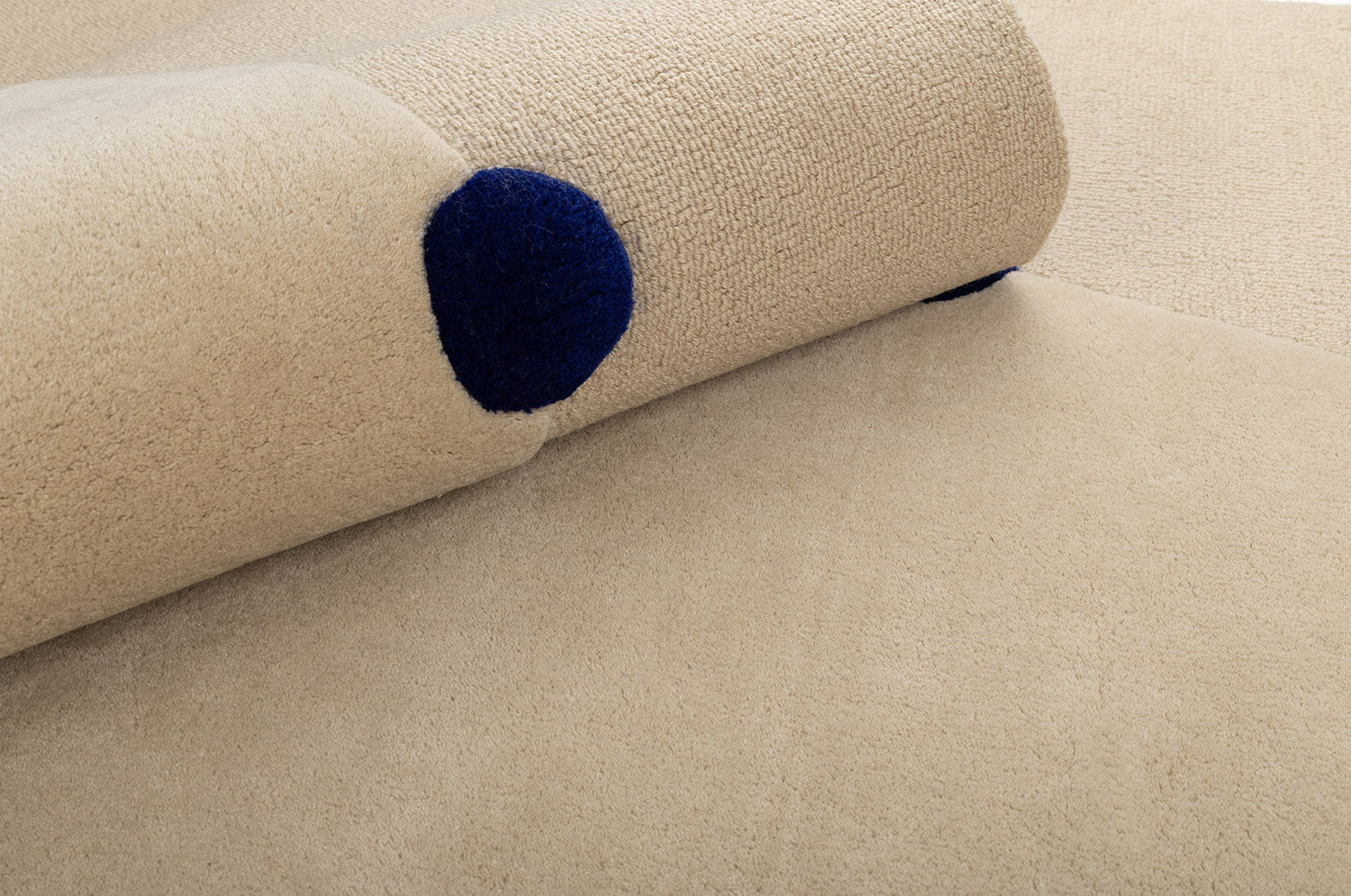 Beige ROME Rug with Cobalt Blue
