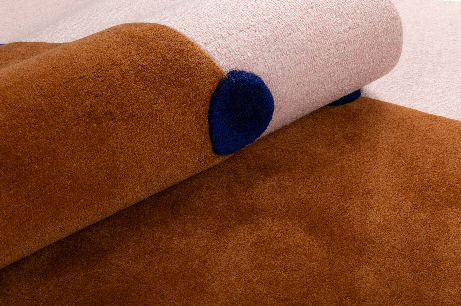 ROME Brick Red Rug with Pink and Cobalt