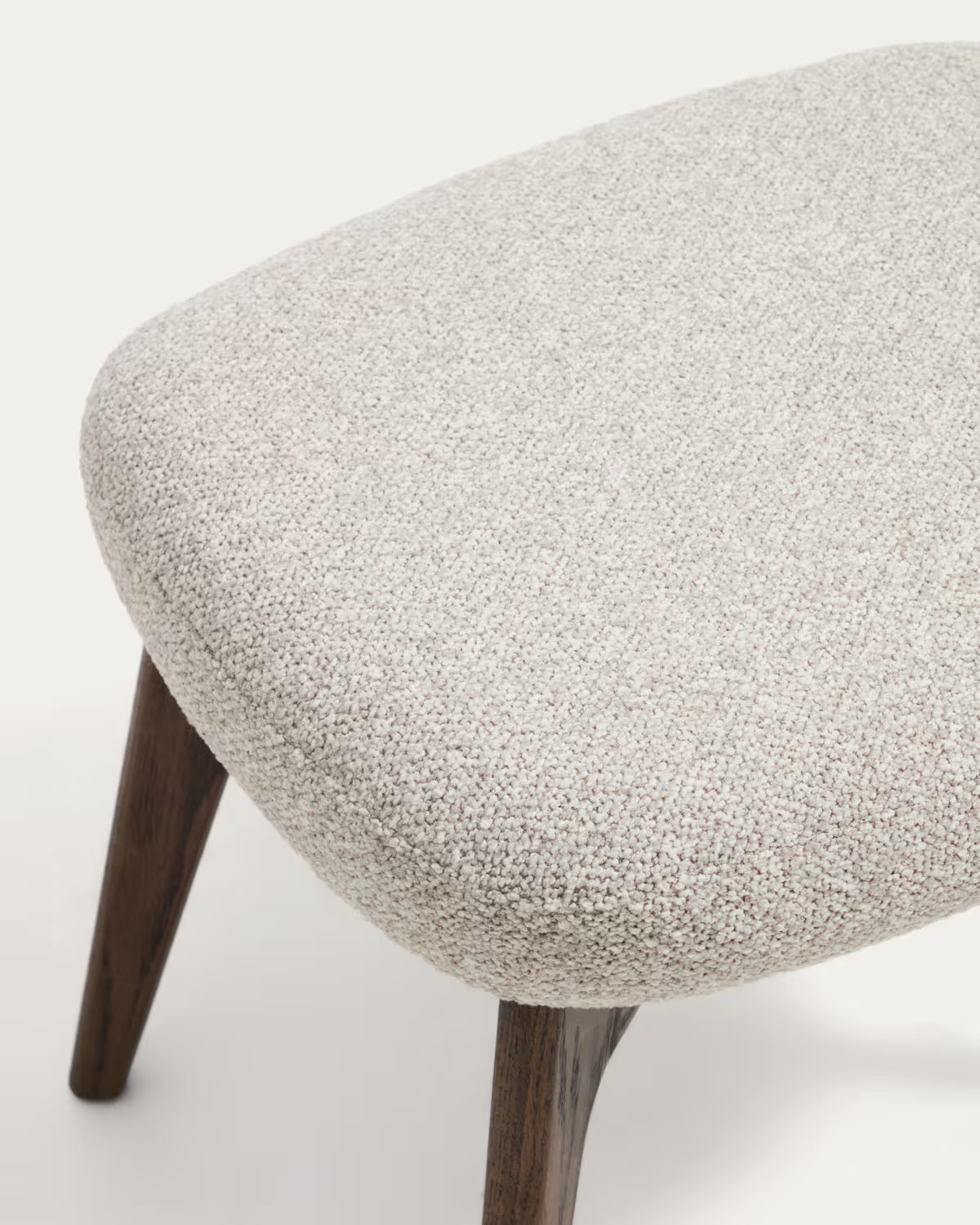 ADIRAN footstool in light beige chenille with a dark oak base.