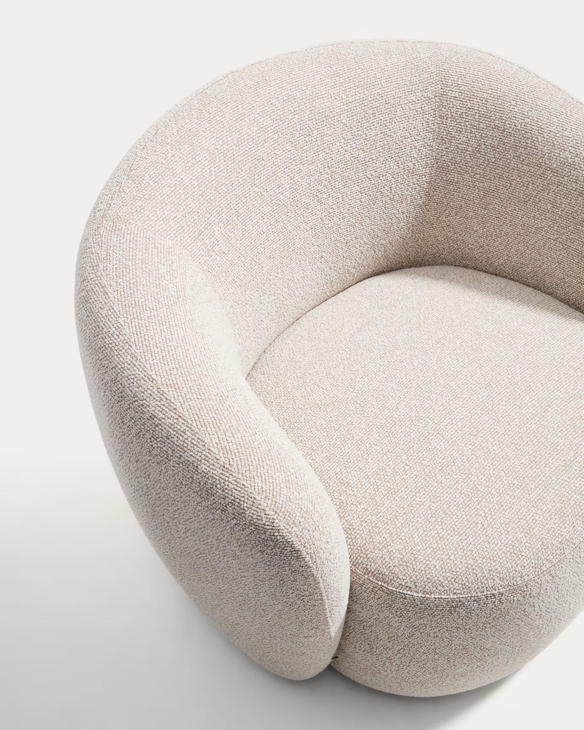 ODENIA Beige Boucle Swivel Armchair