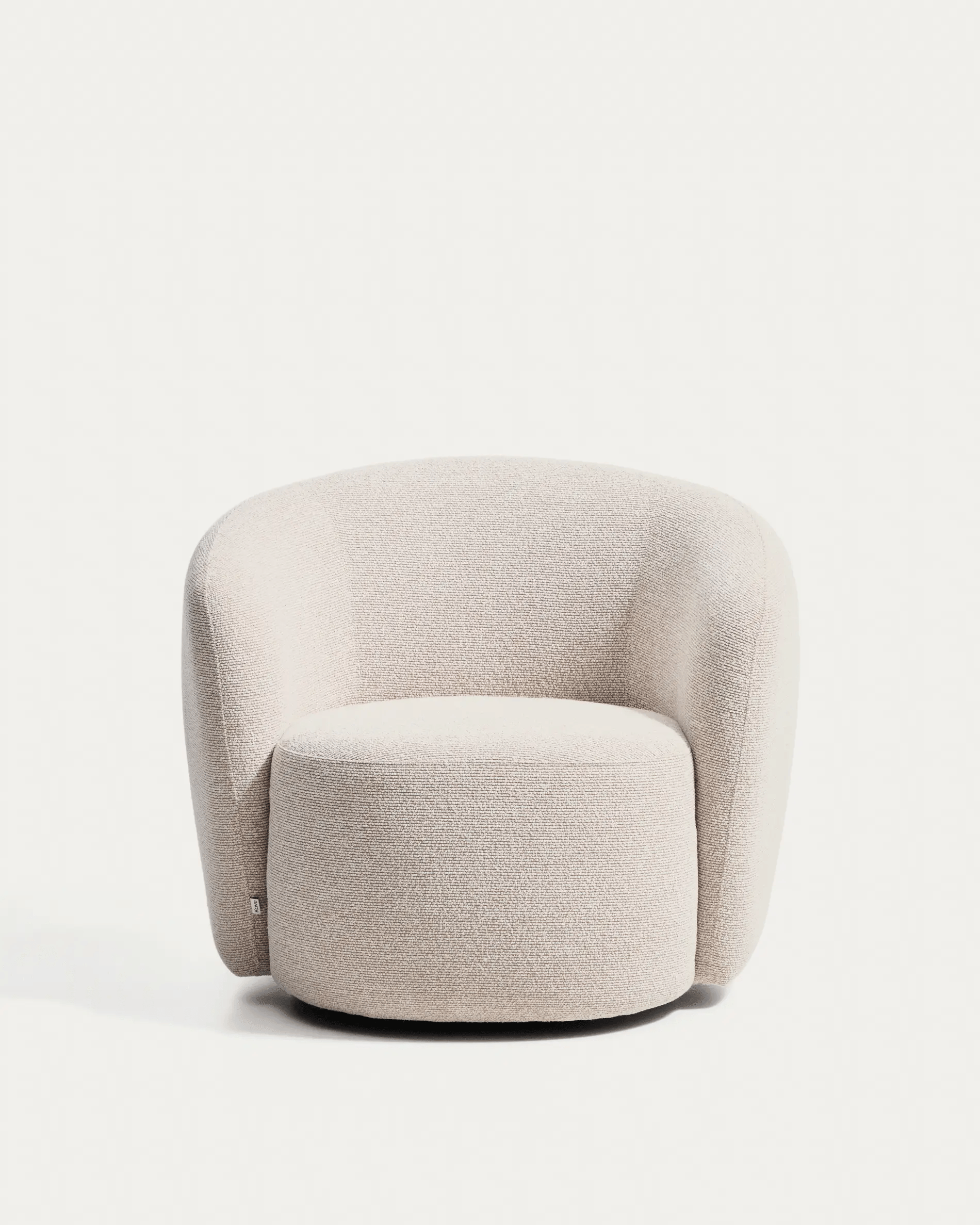 ODENIA Beige Boucle Swivel Armchair