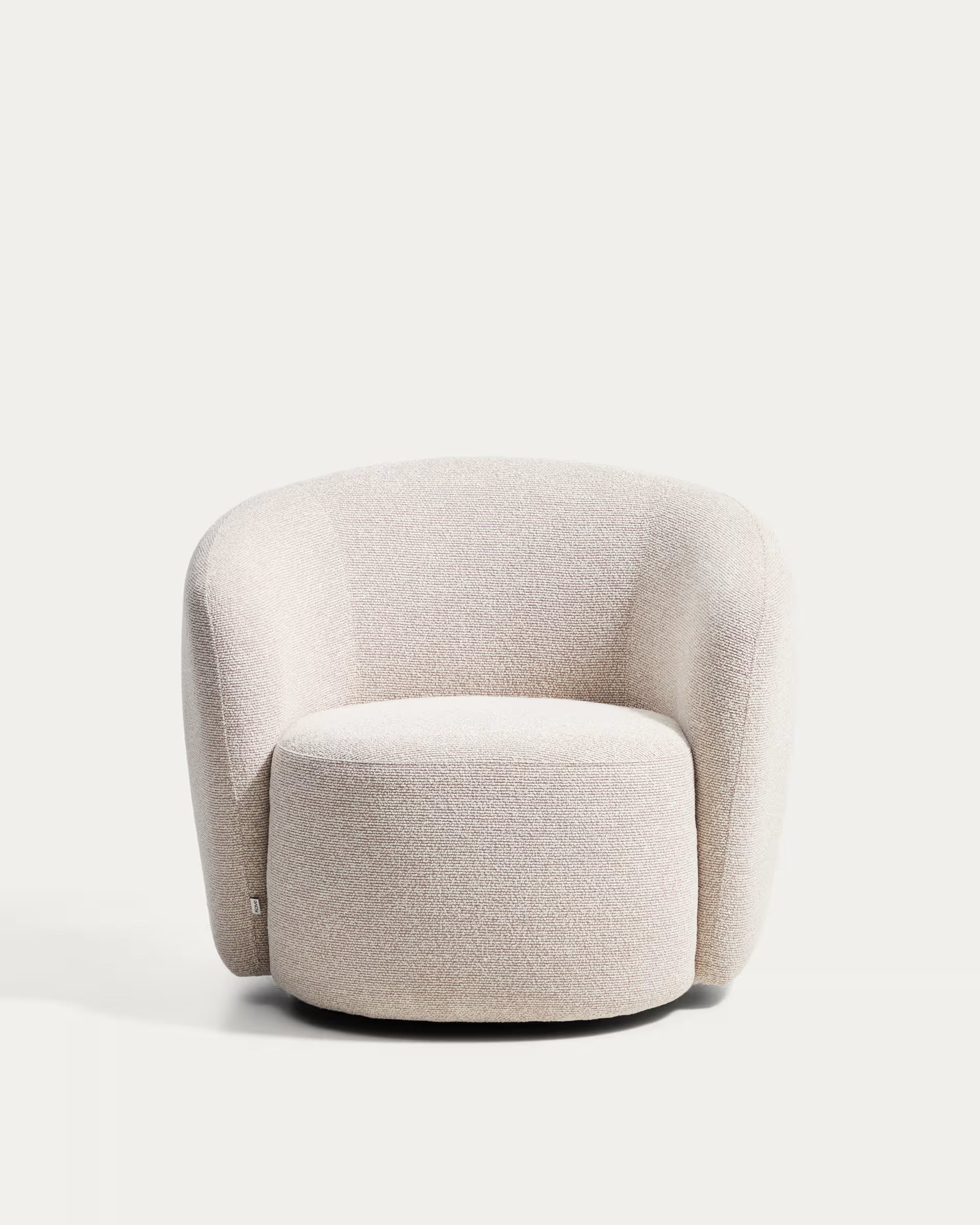ODENIA Beige Boucle Swivel Armchair