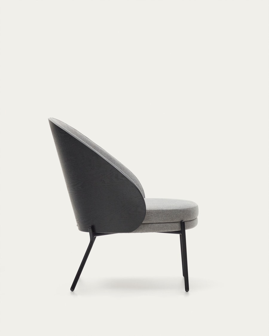 Eama light gray chair with black finish