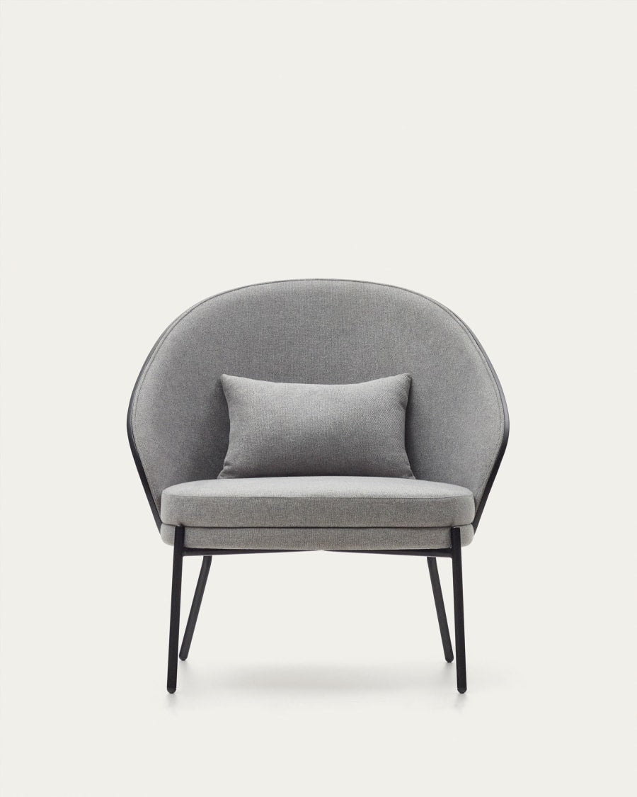 Eama light gray chair with black finish