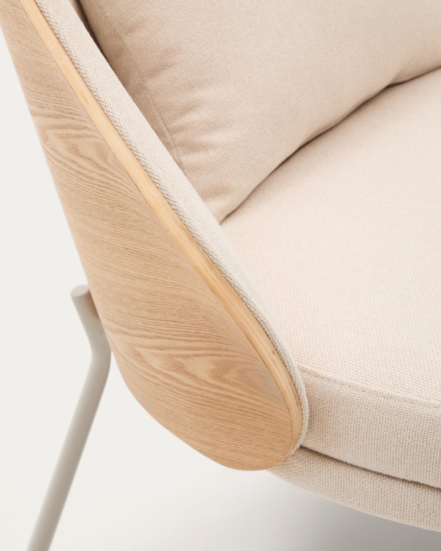 Eama beige szenil armchair with ash finish