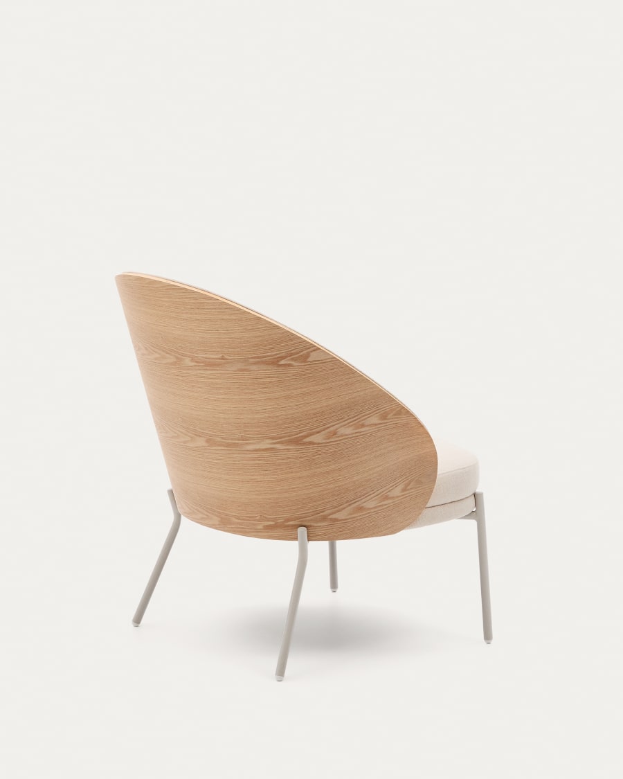 Eama beige szenil armchair with ash finish