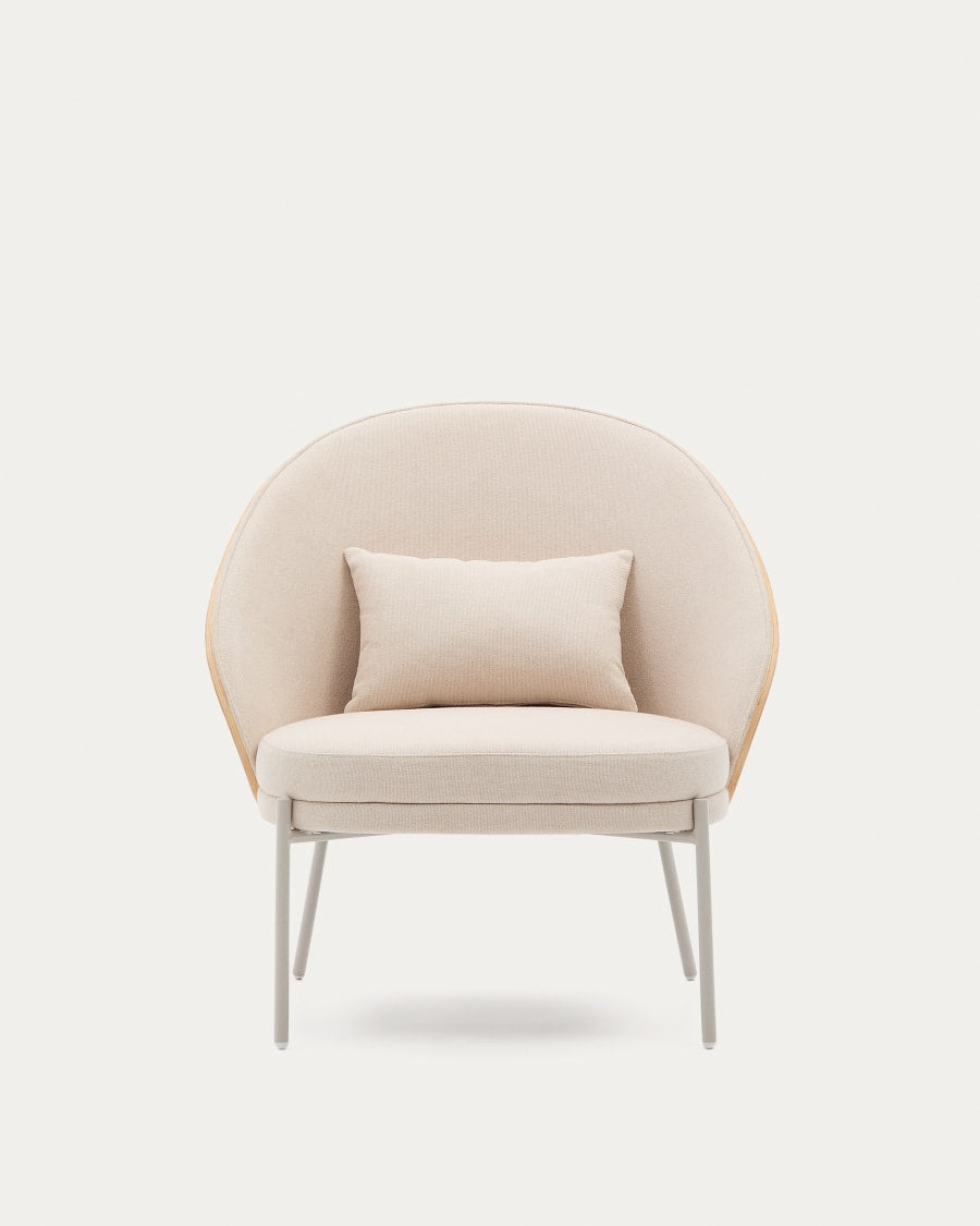 Eama Beige Szenil Sessel mit Esche Finish