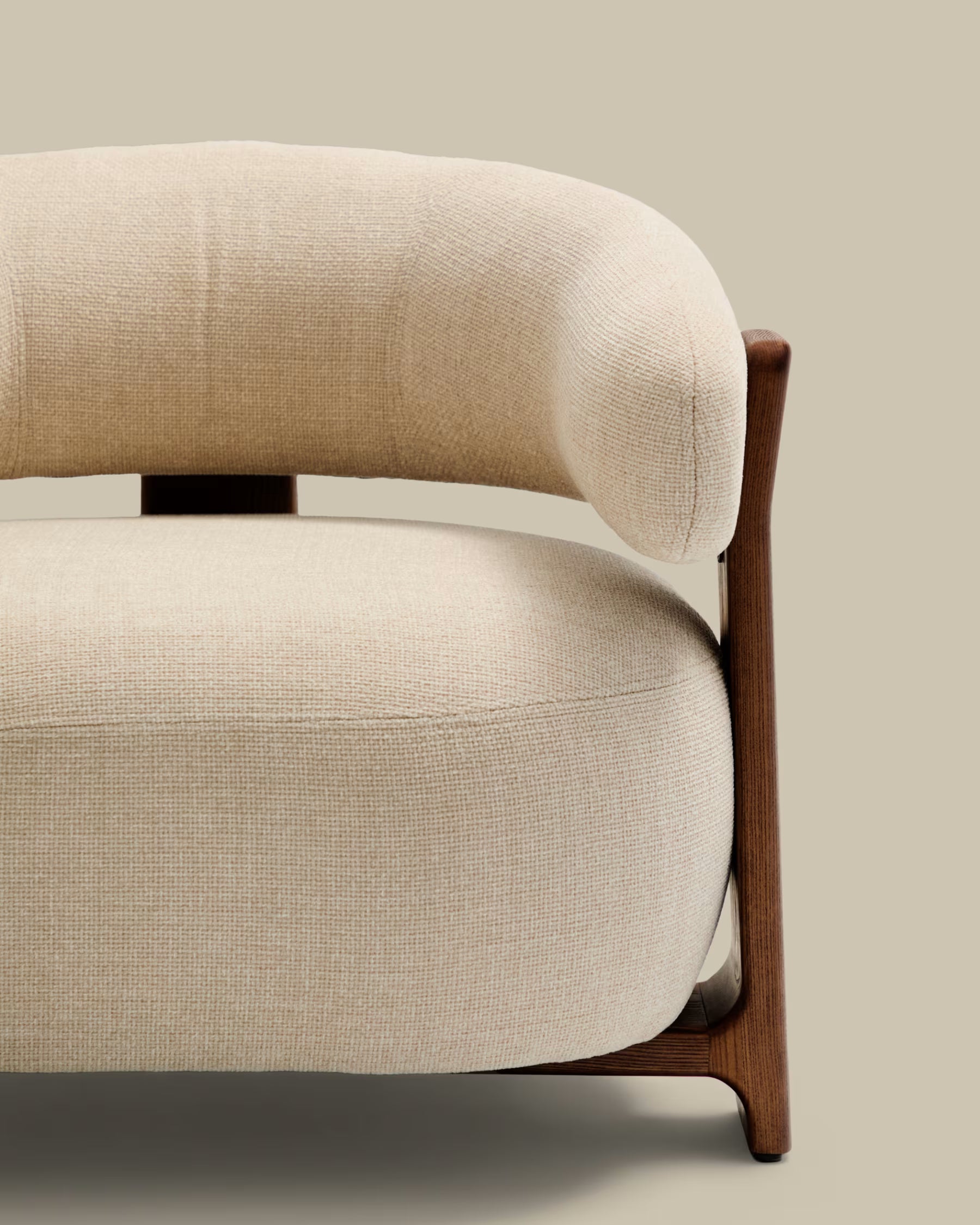 GRANITE armchair in beige chenille with a dark ash base