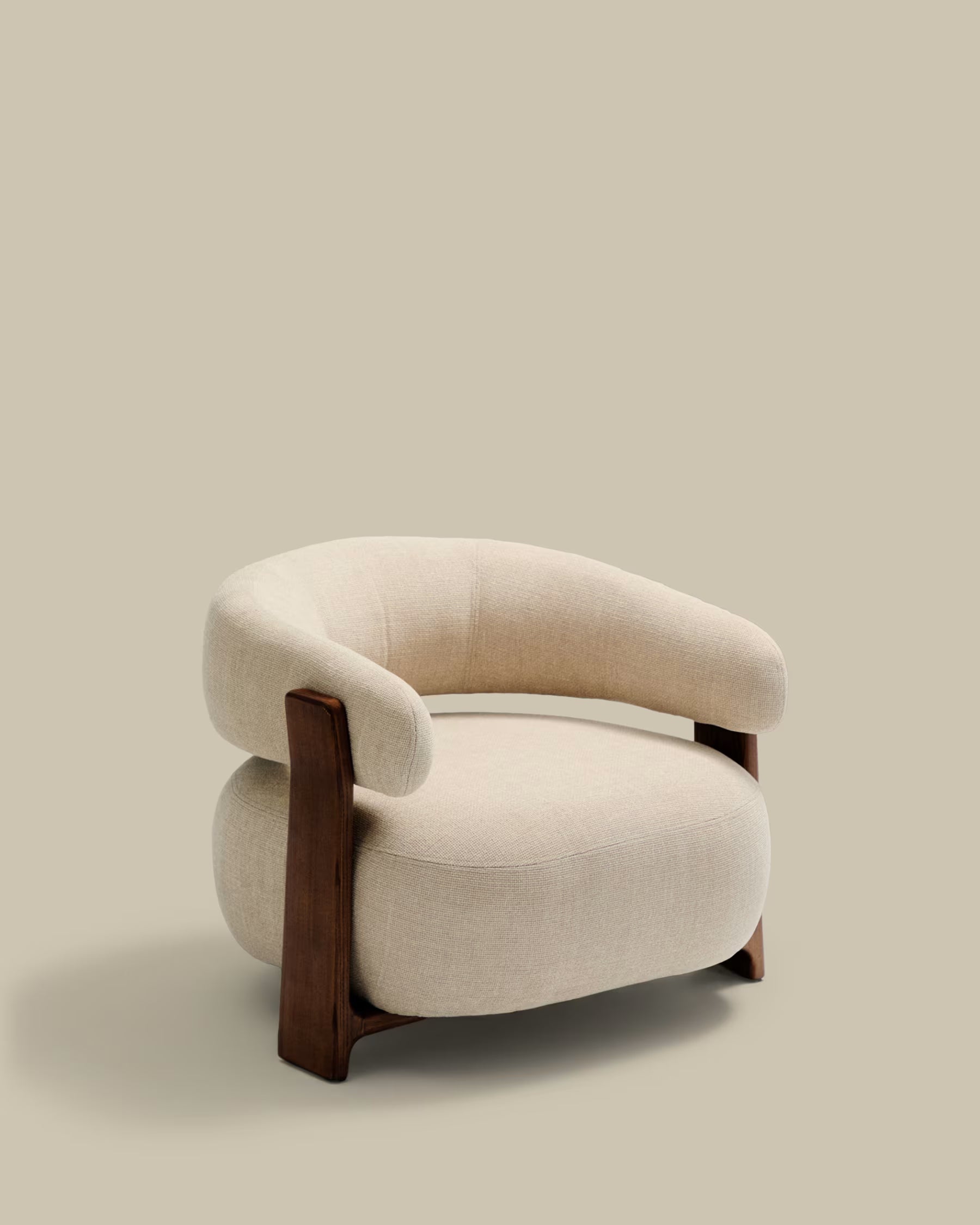 GRANITE armchair in beige chenille with a dark ash base