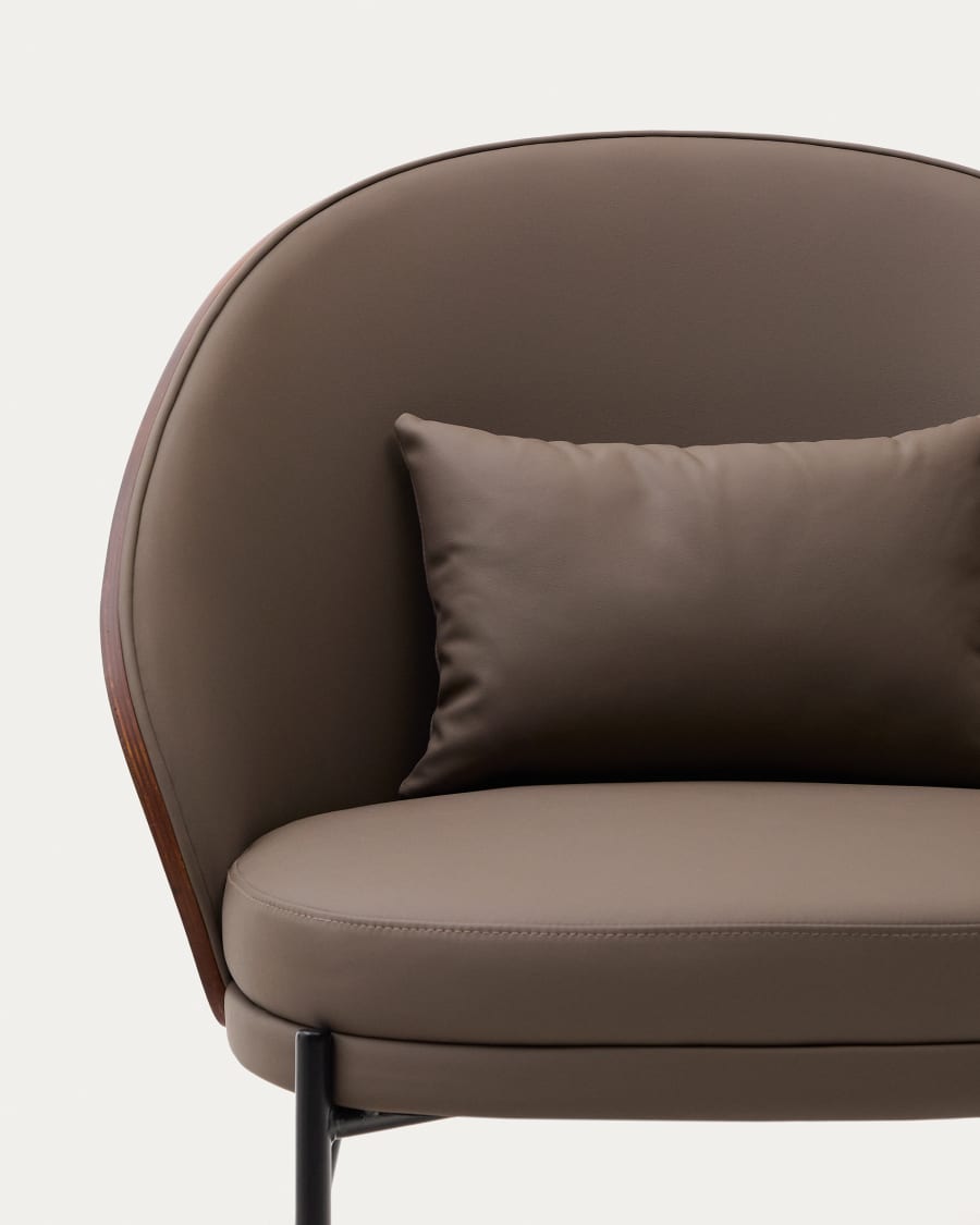 Eama armchair brown eco -leather with a nut finish