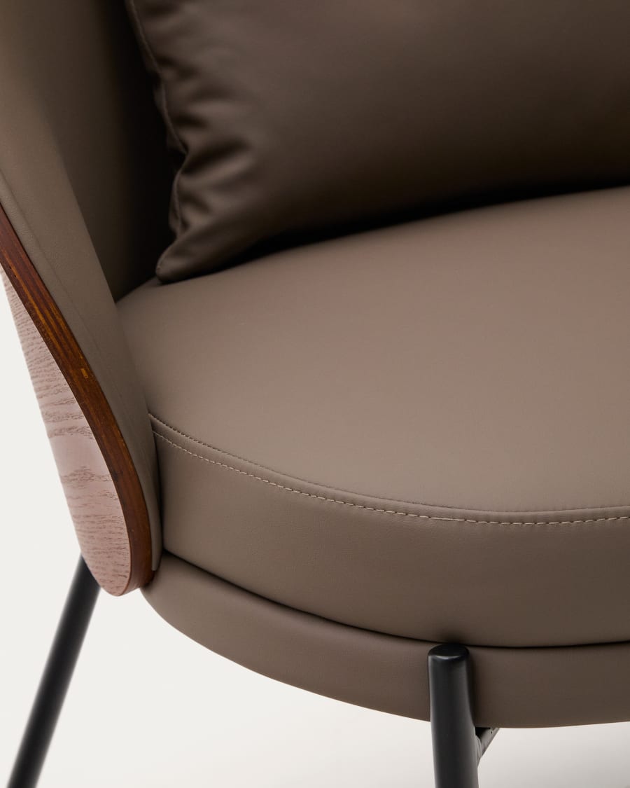 Eama armchair brown eco -leather with a nut finish