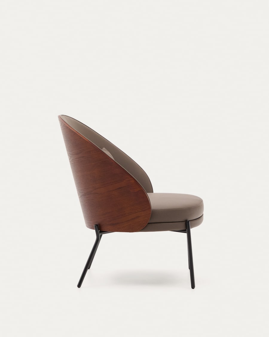 Eama armchair brown eco -leather with a nut finish