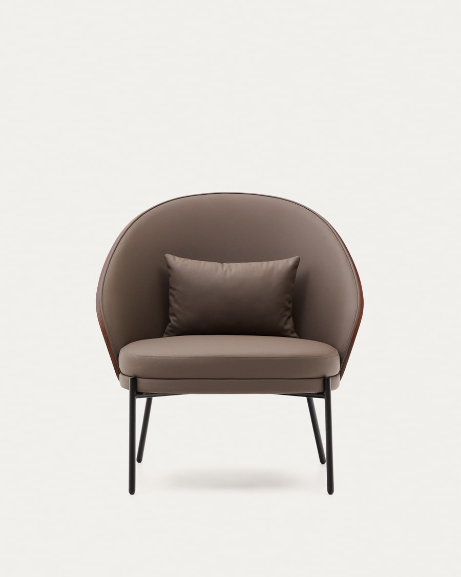 Eama armchair brown eco -leather with a nut finish