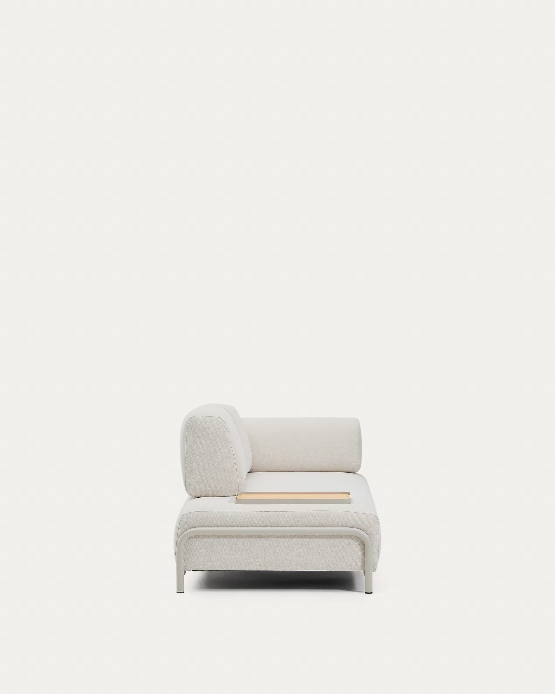 Sofa 2-sitzig rechts mit Tablett COMPO beige mit beigem Sockel