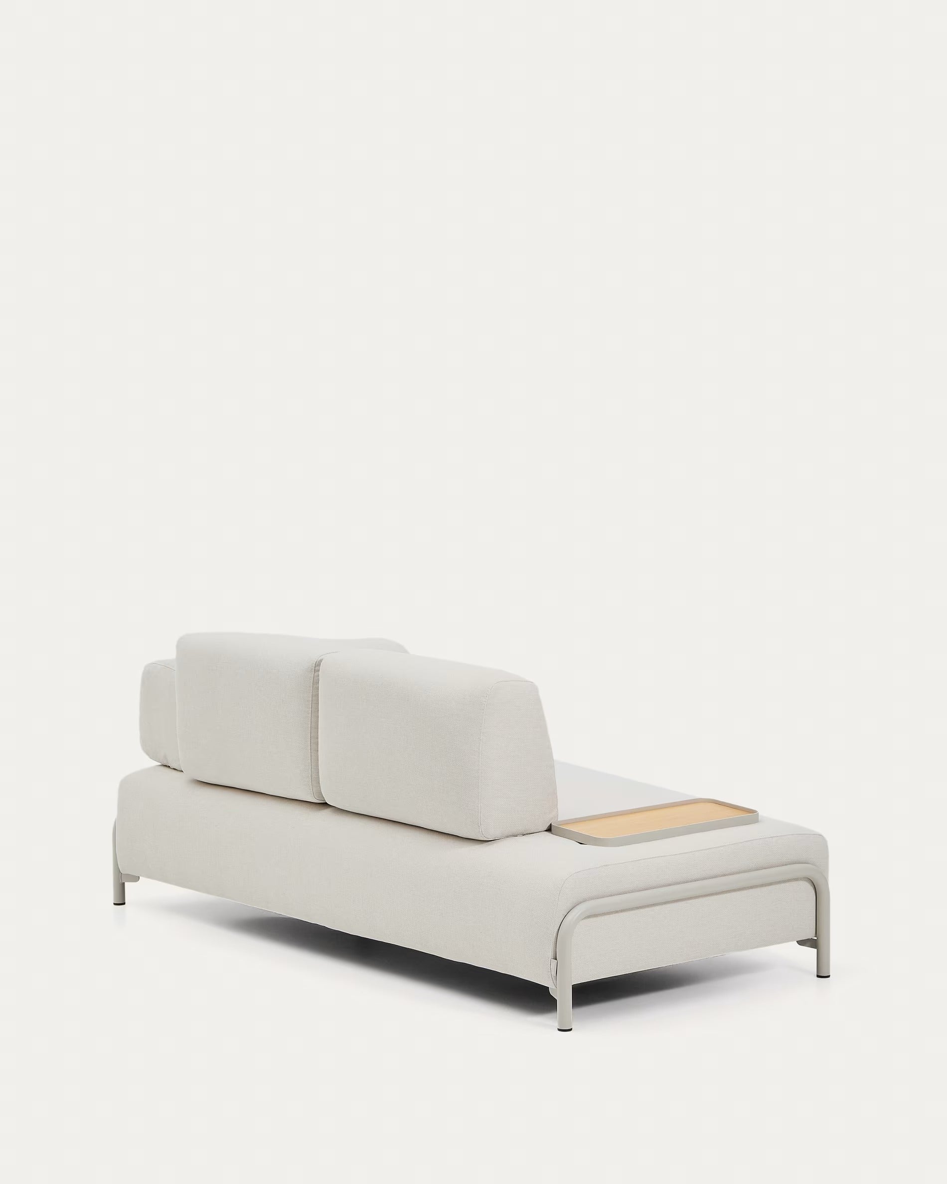 Sofa 2-sitzig rechts mit Tablett COMPO beige mit beigem Sockel